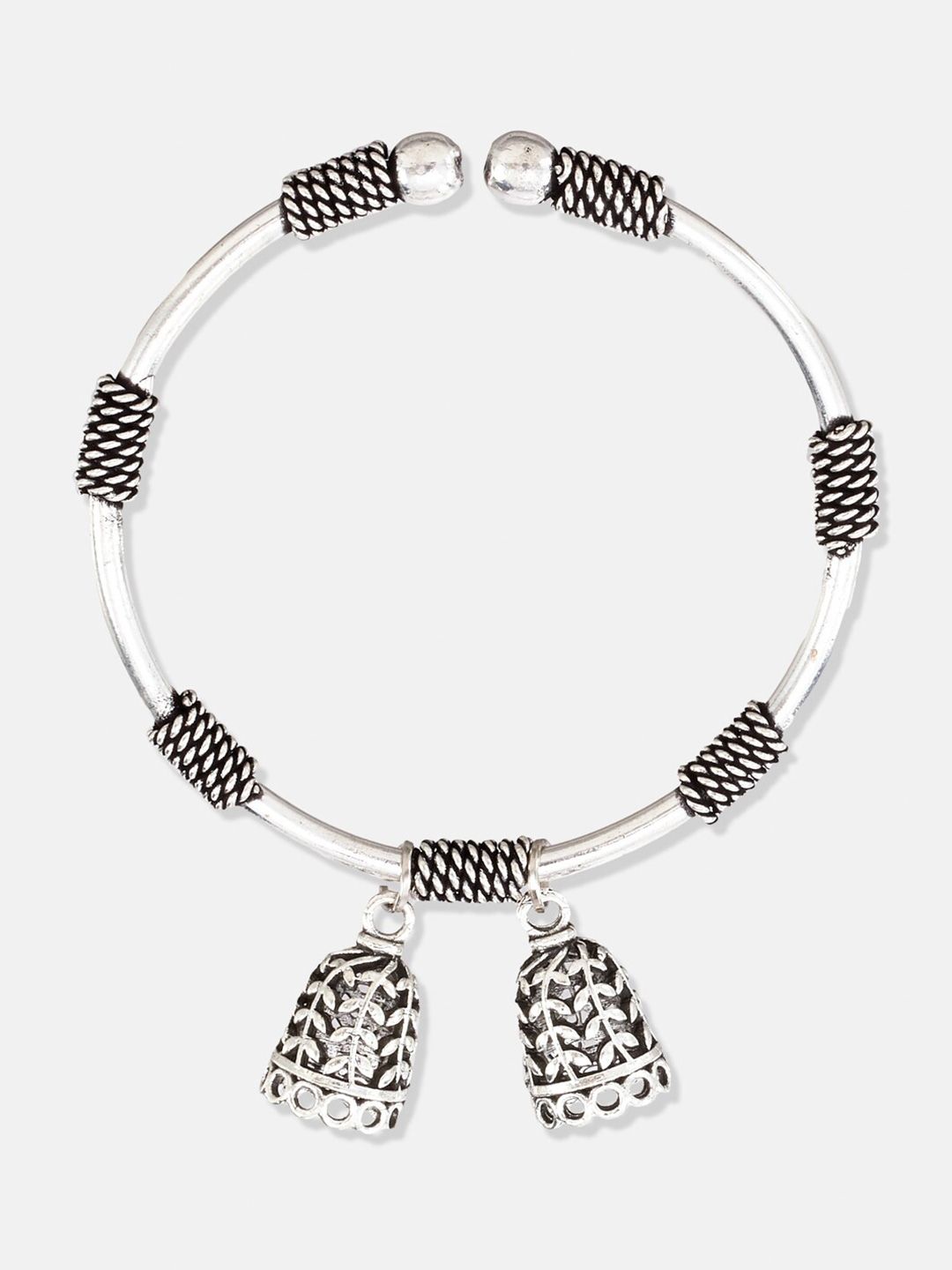 ATIBELLE Women Set Of 3 Silver-Plated American Diamond Bangle-Style Bracelet