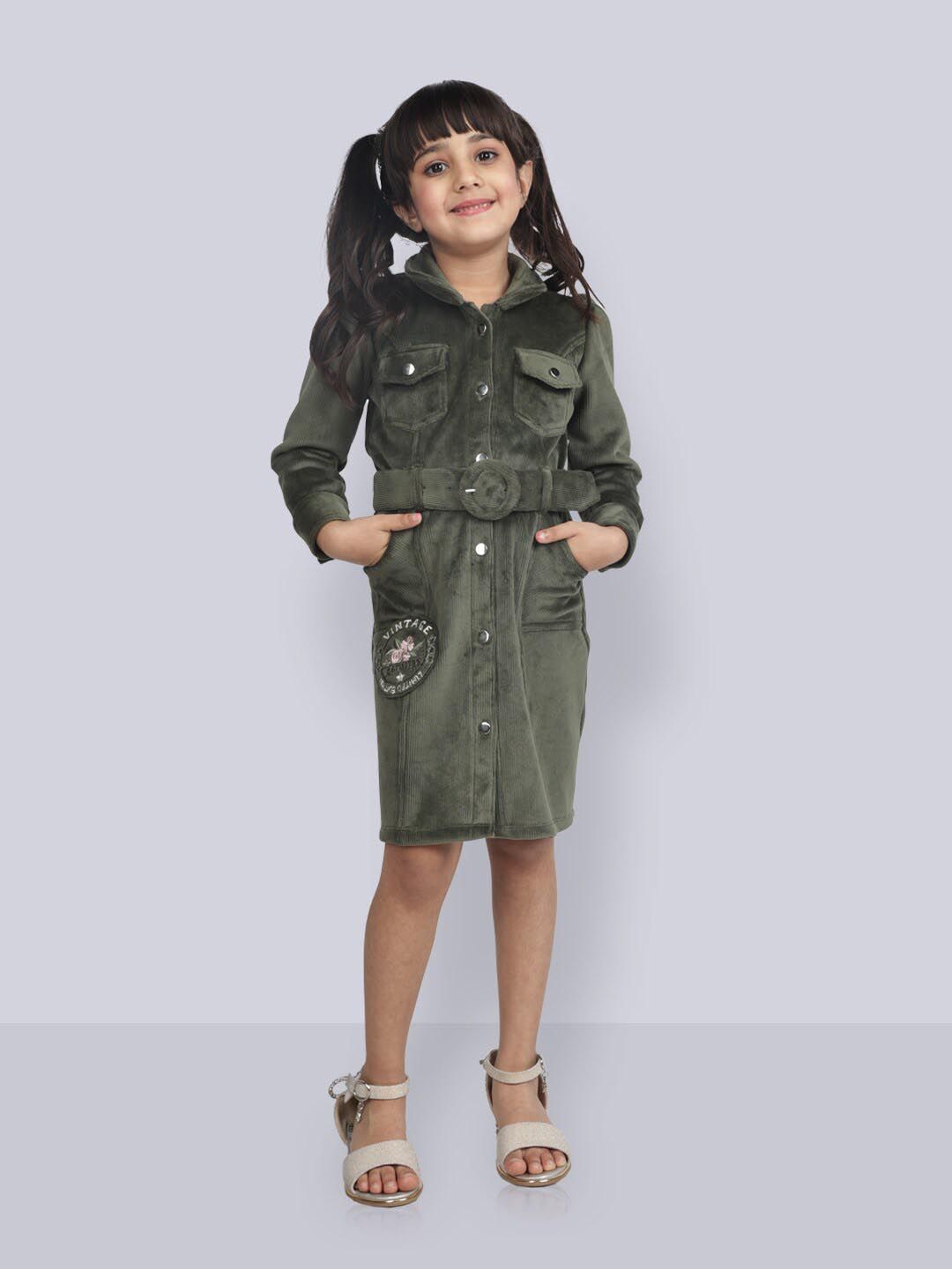 Peppermint Girls Striped Shirt Collar Belted Sheath Dress-picture-41