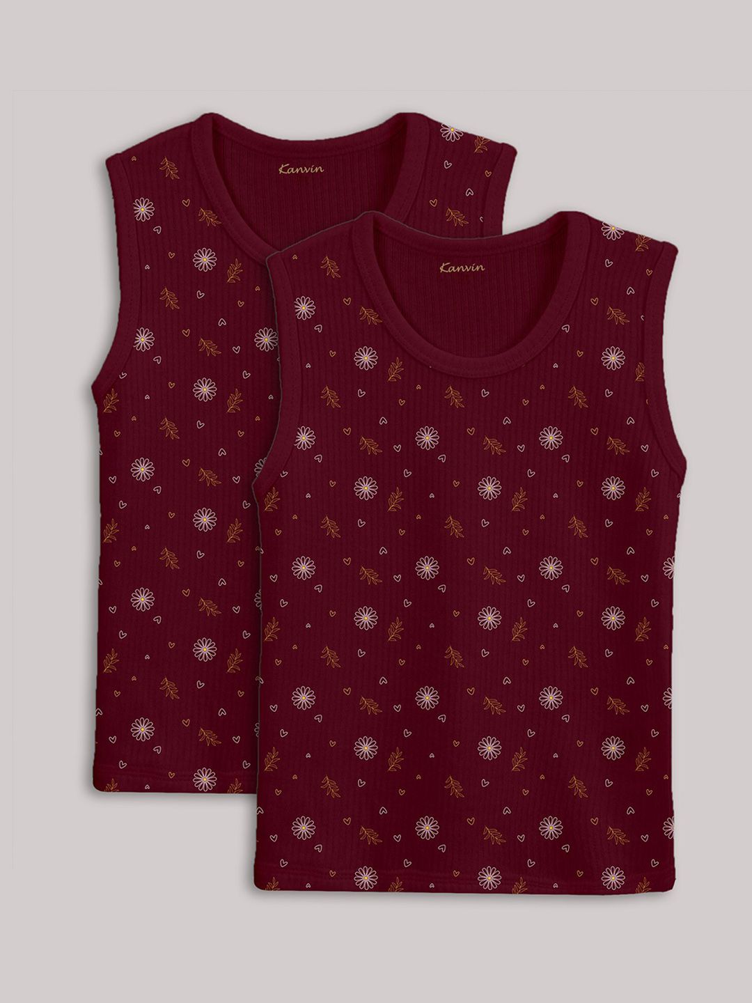 Kanvin Girls Pack of 2 Conversational Printed Thermal Tops-picture-26