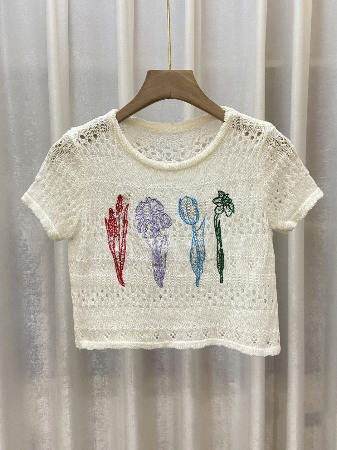 StyleCast White Girls Floral Embroidered Semi Sheer Top-picture-38