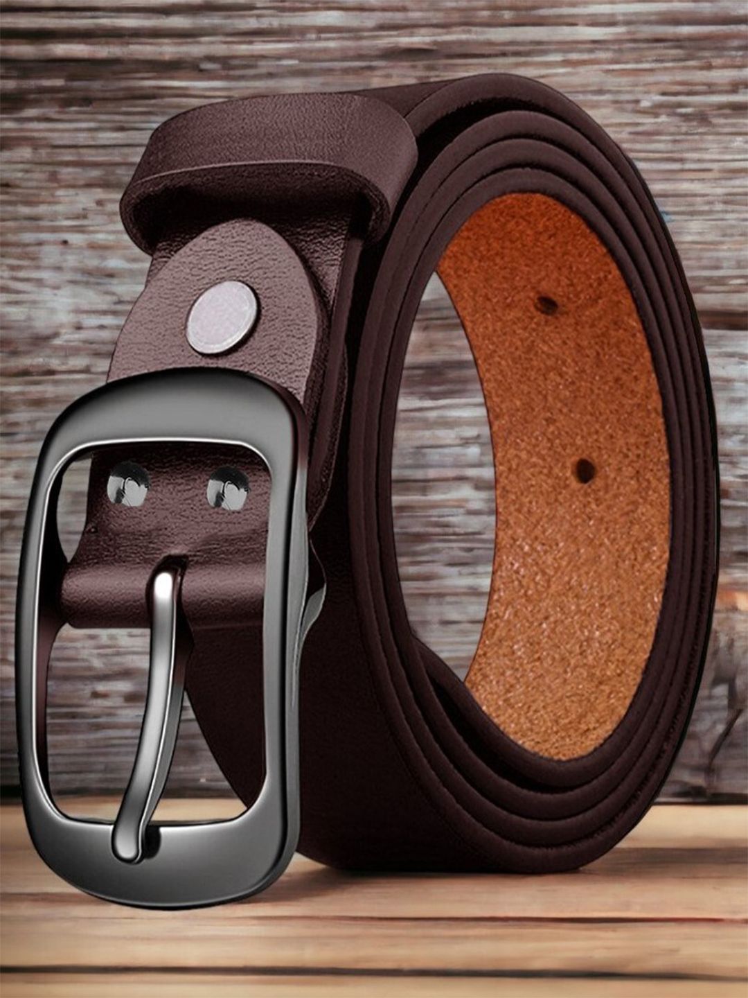 The Roadster Lifestyle Co. Men Brown Textured Leather Belts-picture-25