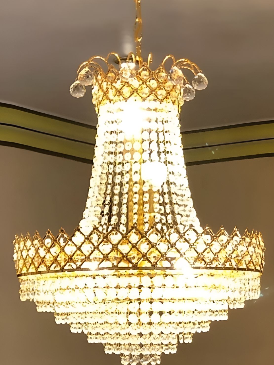 SHRI MAHAL ANTIQUES Gold Toned Jhumar Ceiling Lamp-picture-42