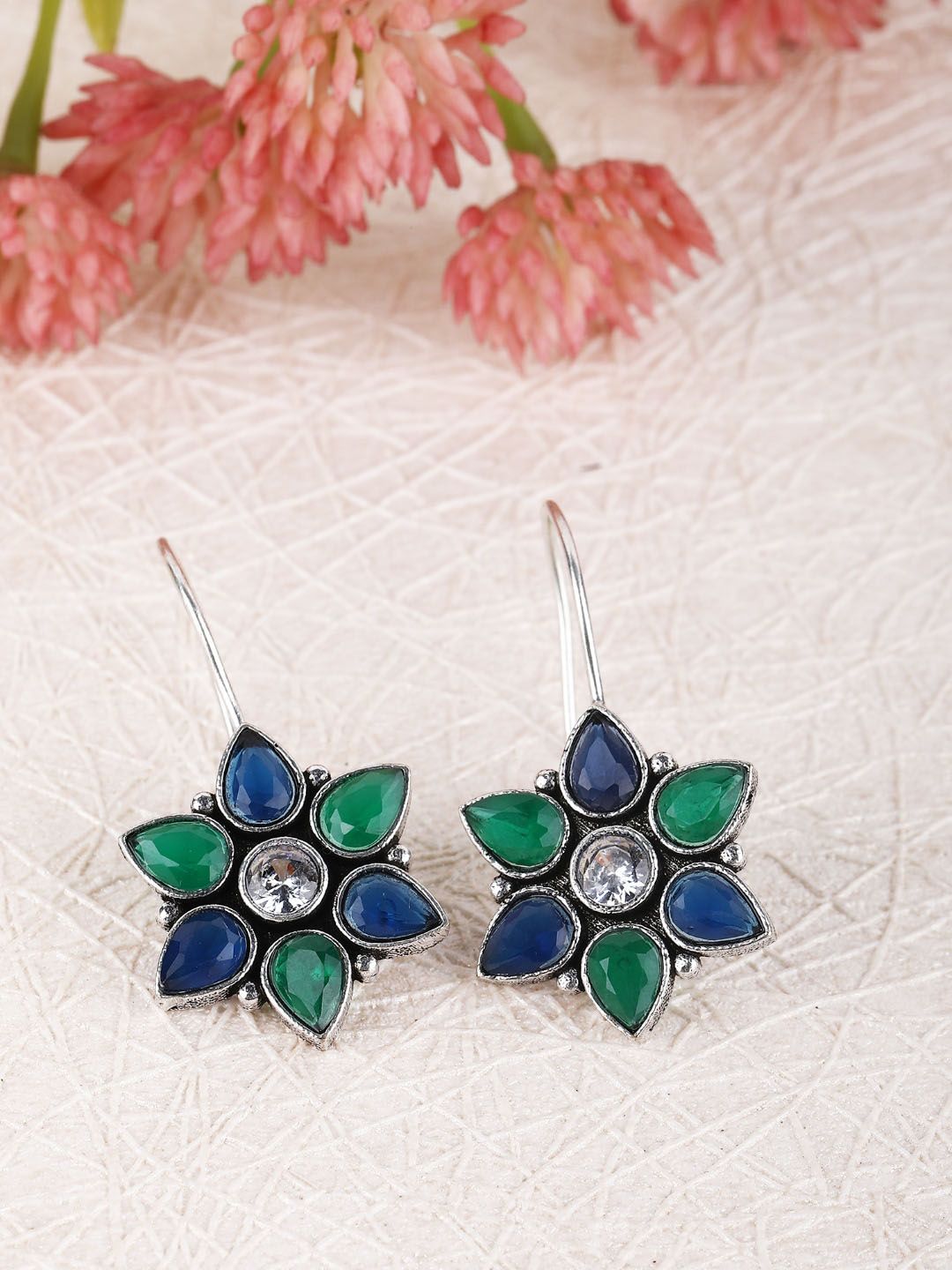 Sangria Oxidised Silver-Plated Drop Earrings-picture-40