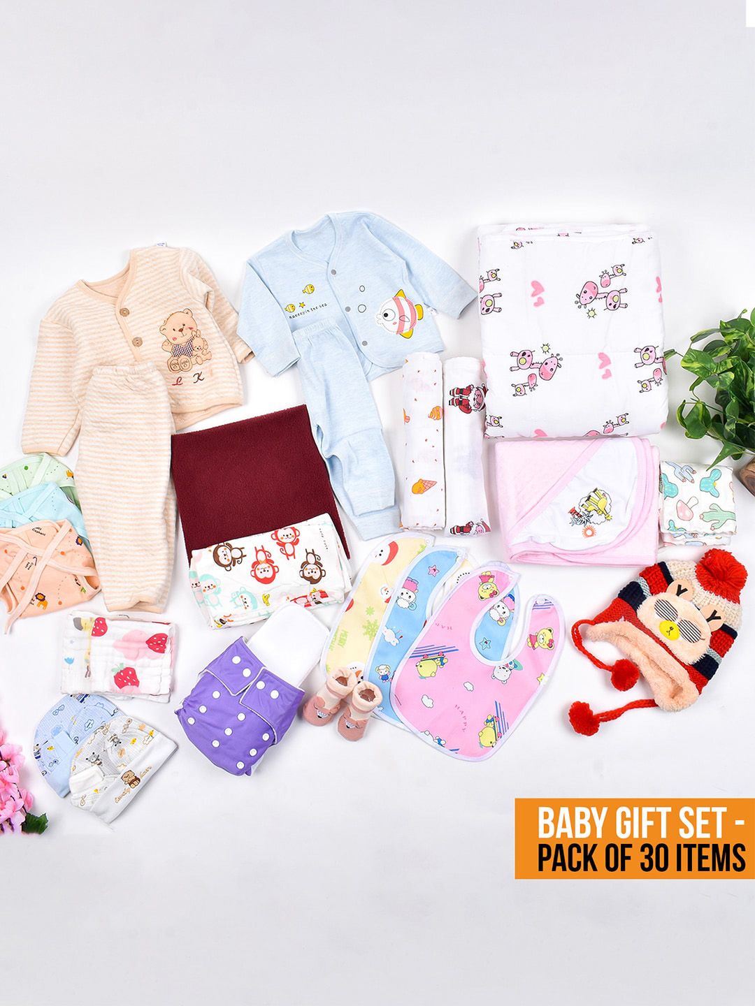 Moms Home Infants Pack Of 30 Pure Cotton Baby Apparel Gift Set-image-35