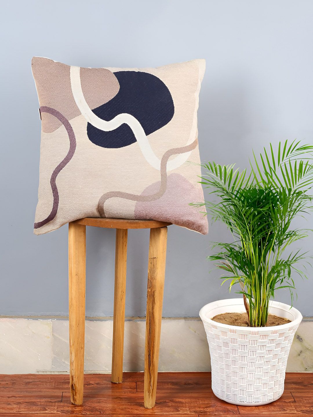 CAZIMO Beige & Brown Abstract Jacquard Woven Square Cushion Covers-picture-20