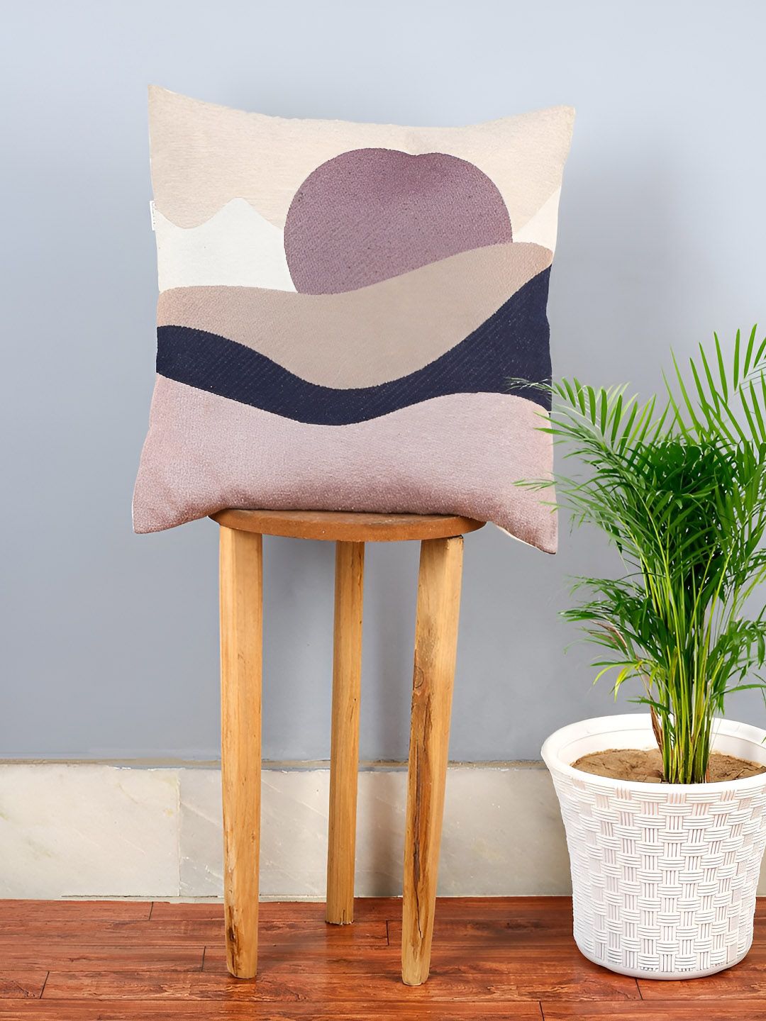 CAZIMO Beige & Brown Abstract Jacquard Woven Square Cushion Cover-picture-43