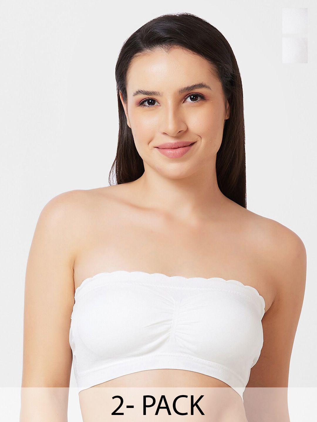 NOIRA Pack Of 2 Half Coverage Lightly Padded Cotton Bandeau Bra With All Day Comfort-picture-27