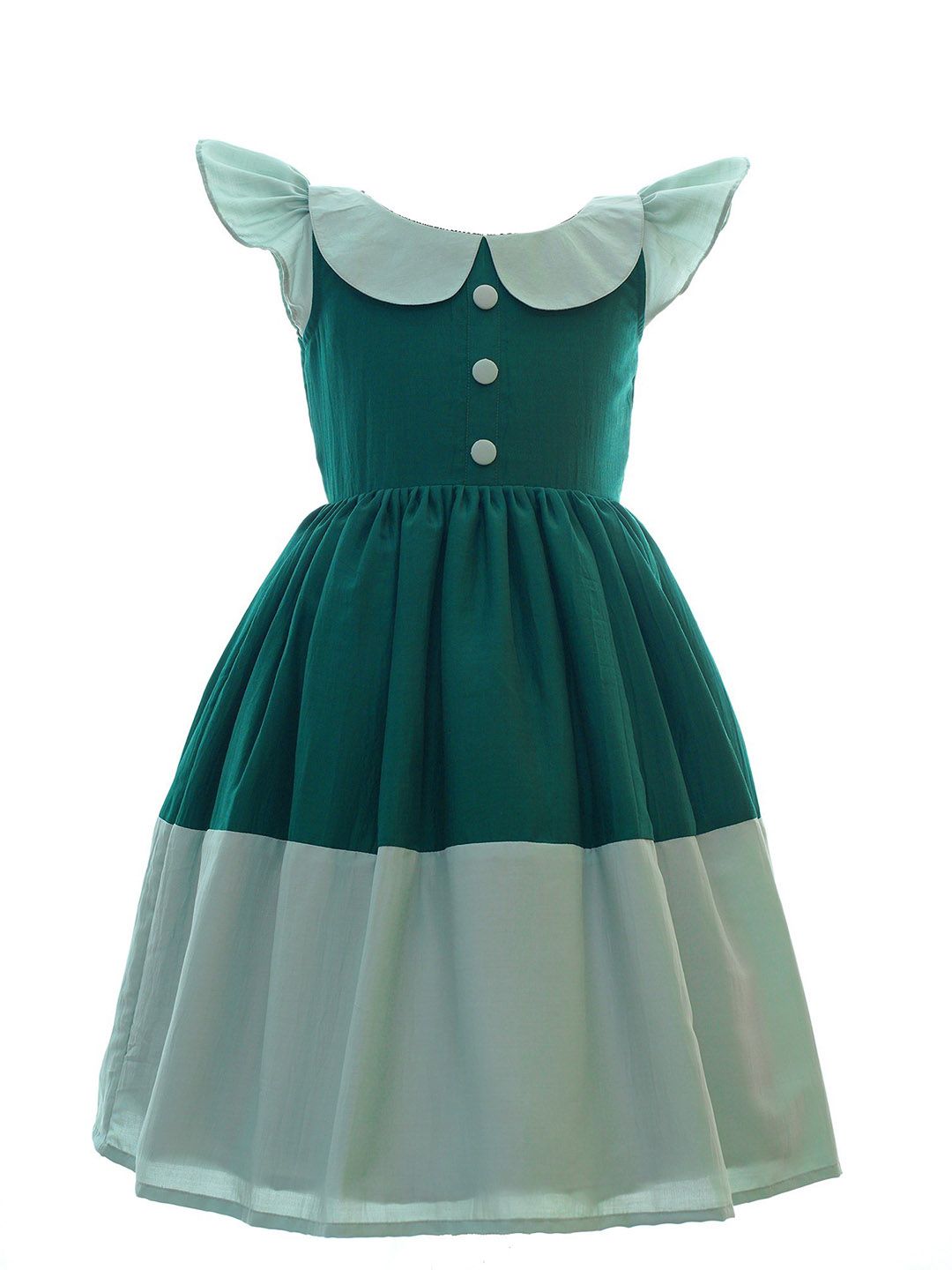 BAESD Girls Peter Pan Collar Gathered Detail Chinnon Silk Fit & Flare Dress-picture-18