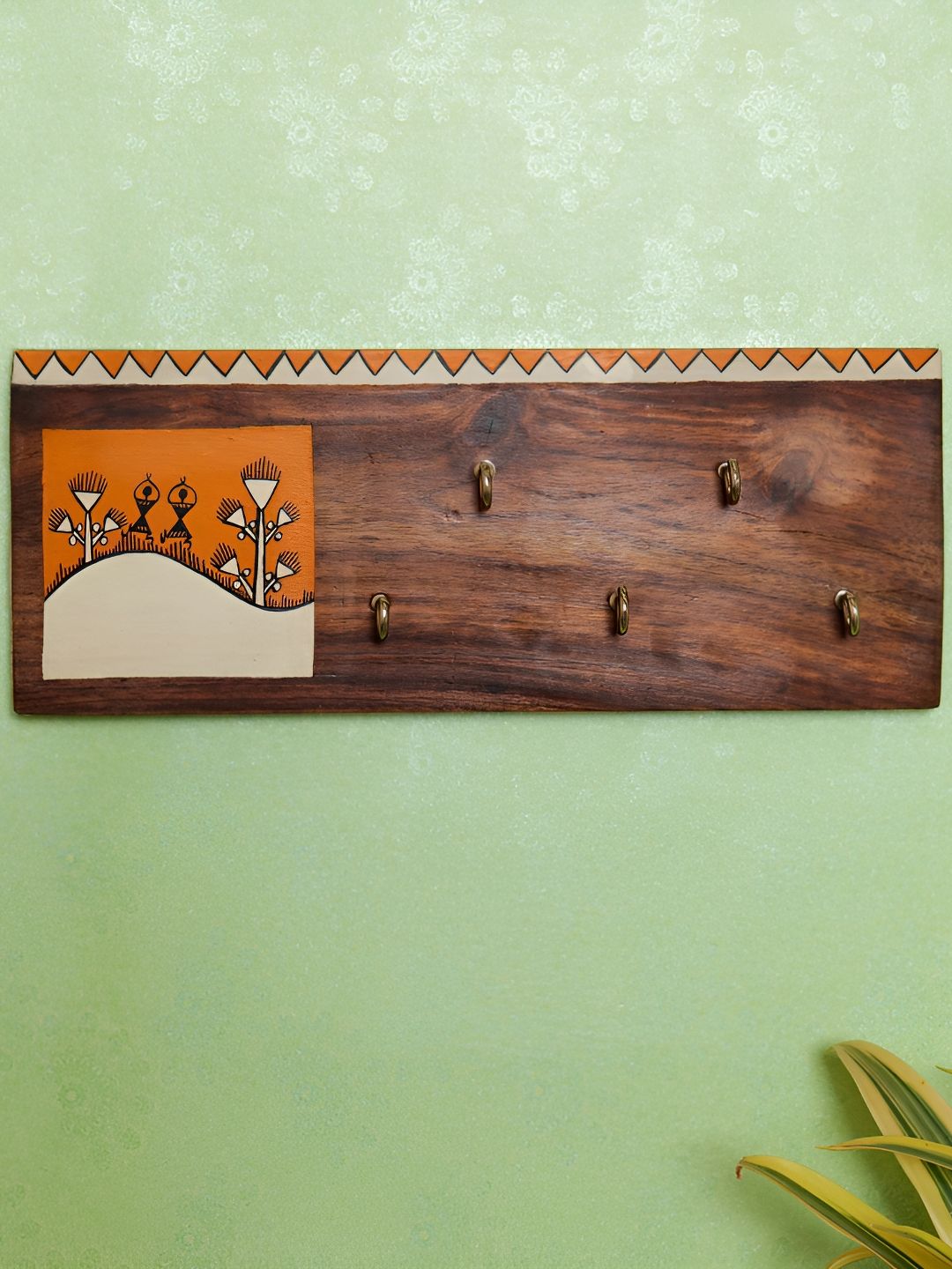 ARTYSTA BEAUTIFYING LIVES Brown & Orange Printed Wooden Key Holders-picture-39