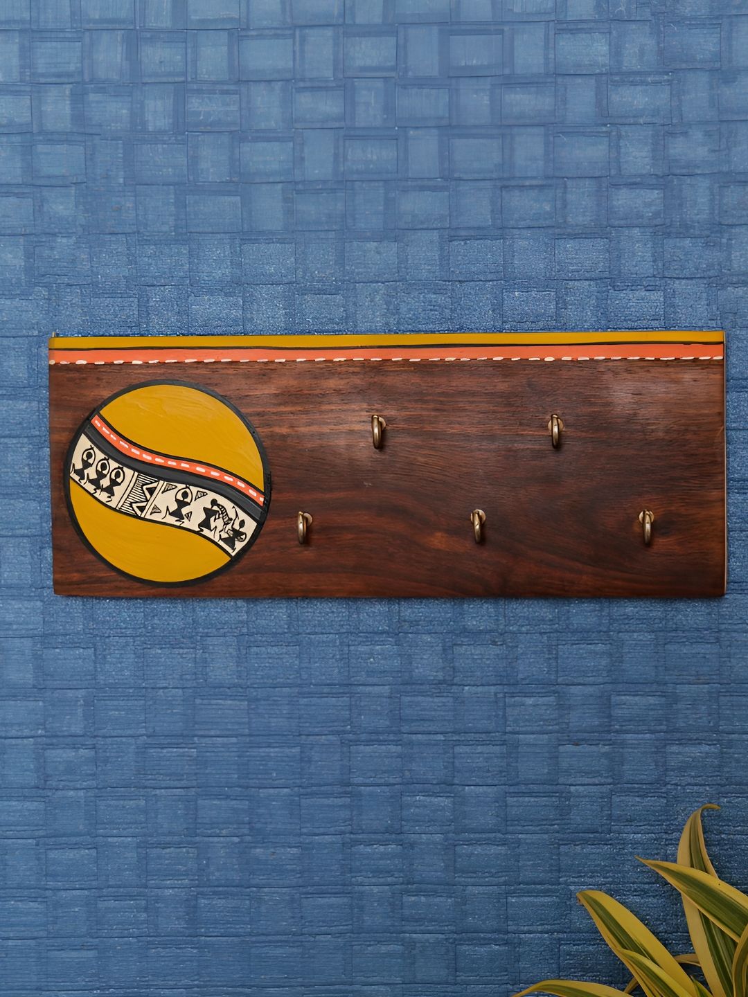 ARTYSTA BEAUTIFYING LIVES Brown & Yellow Printed Wooden Key Holder-picture-20