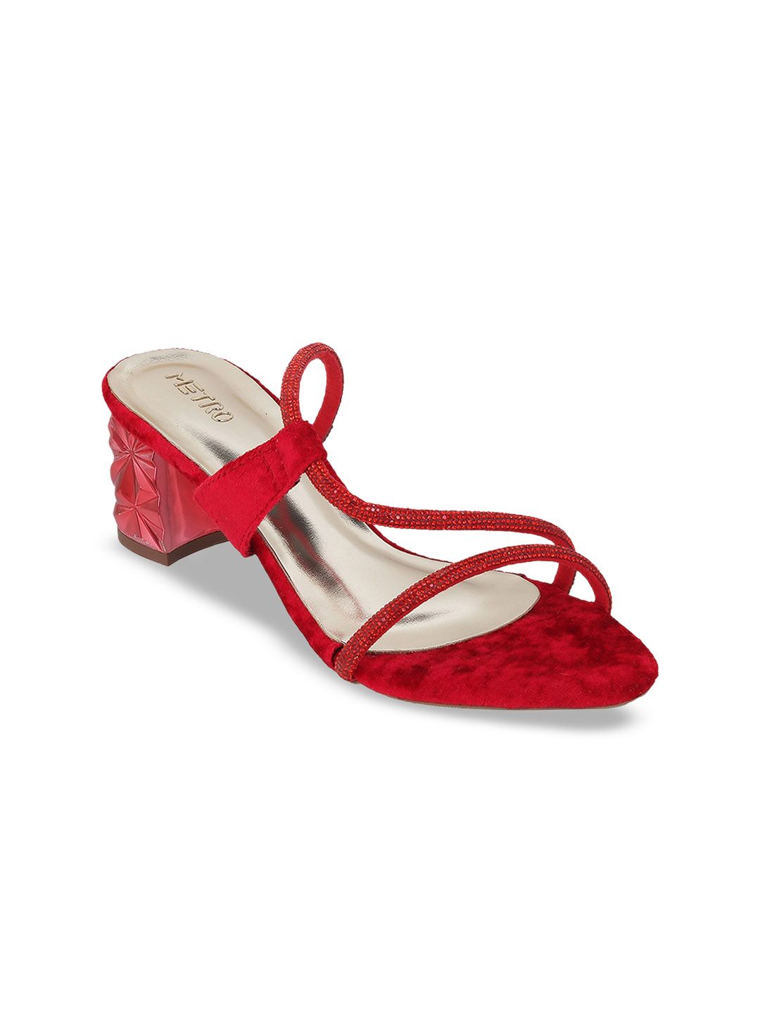 Metro Embellished Party Open Toe Block Heels-picture-36