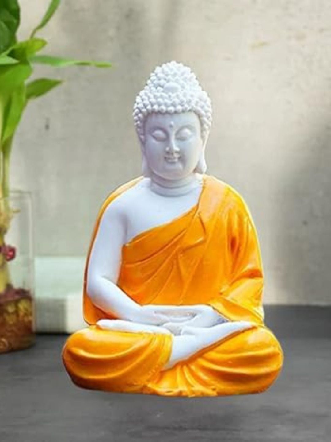 The Advitya Meditating Buddha Sitting Showpiece (Orange, 5.5-inch)-picture-19
