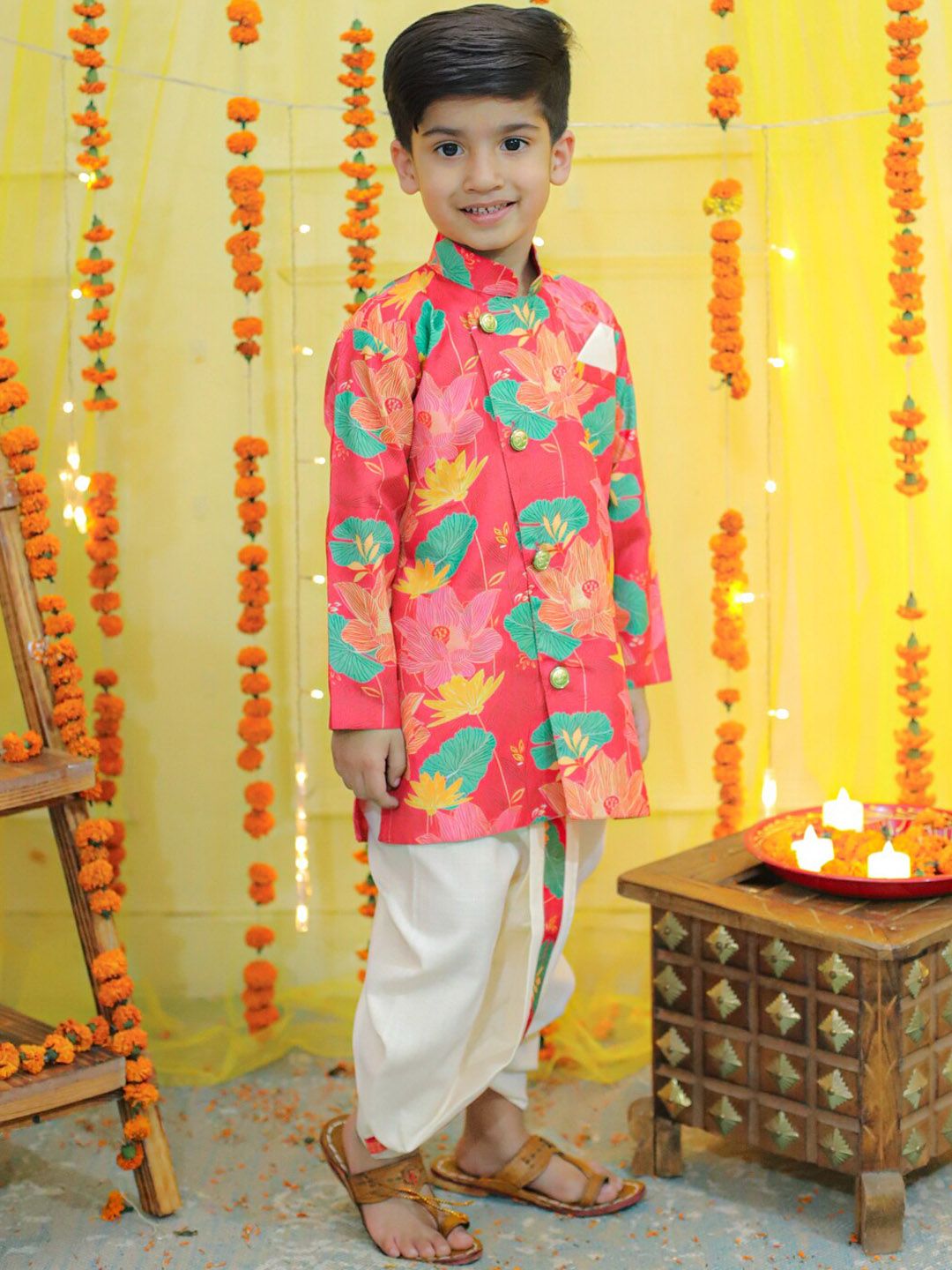 BownBee Boys Floral Printed Sherwani-picture-27