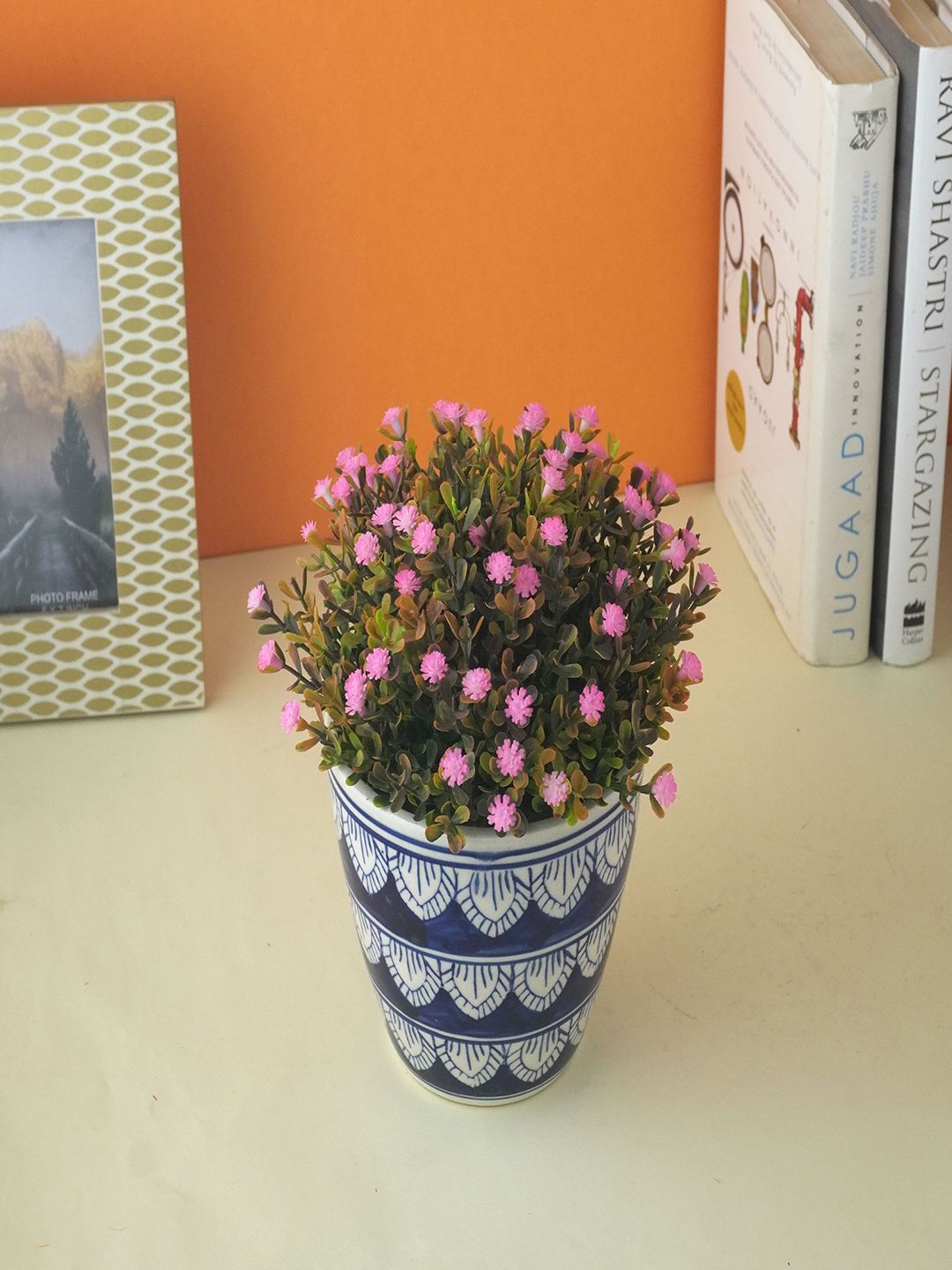 The Decor Mart Blue & White Textured Ceramic Planter-picture-19