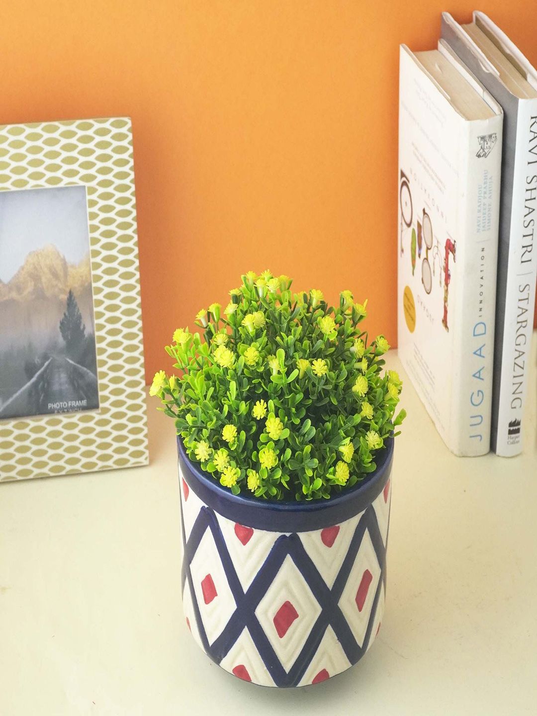 The Decor Mart Blue Printed Ceramic Planter-picture-29