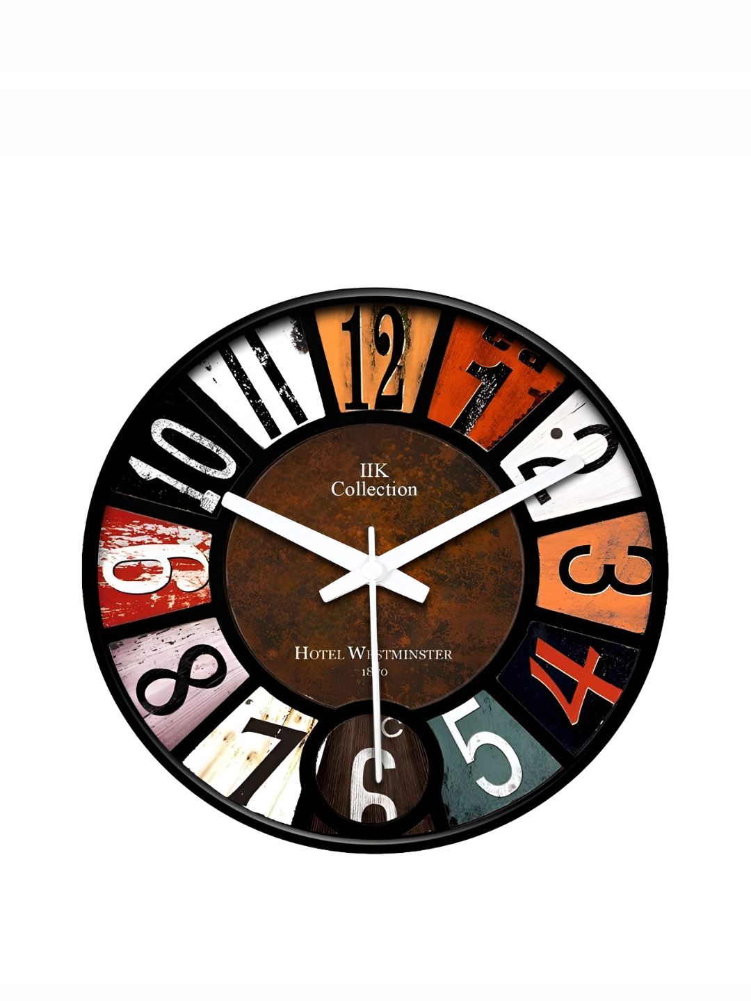 IIK COLLECTION Black Printed Contemporary Wall Clock