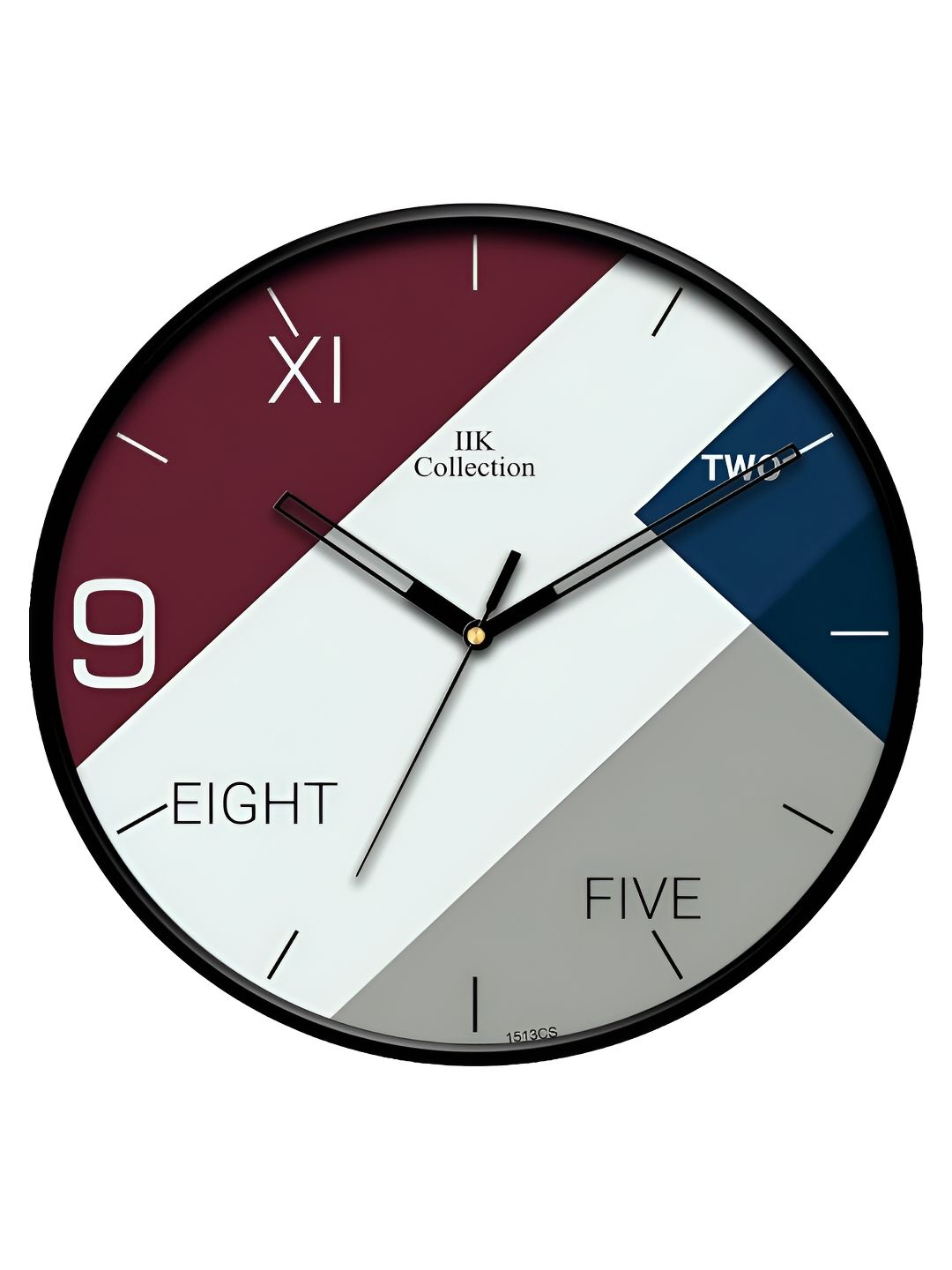 IIK COLLECTION Black Printed Contemporary Wall Clock