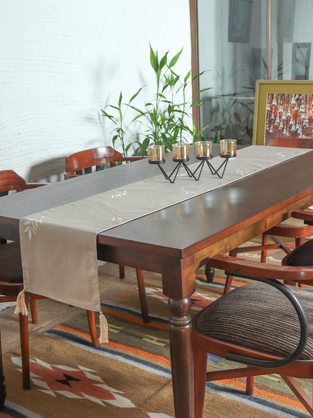 ZEBA Beige Tassle Detail Table Runners-image-9