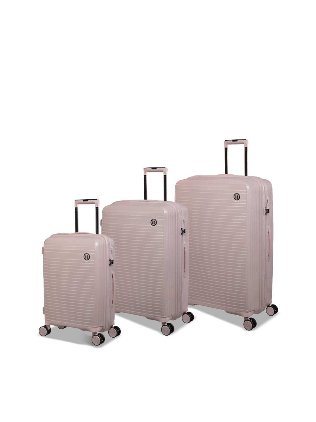 IT luggage Set Of 3 Pink Striped Hard-Sided Trolley Suitcases-picture-26