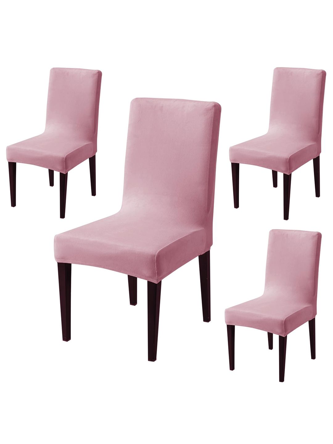 HOKIPO  Pink 4-Pcs Solid Chair Covers