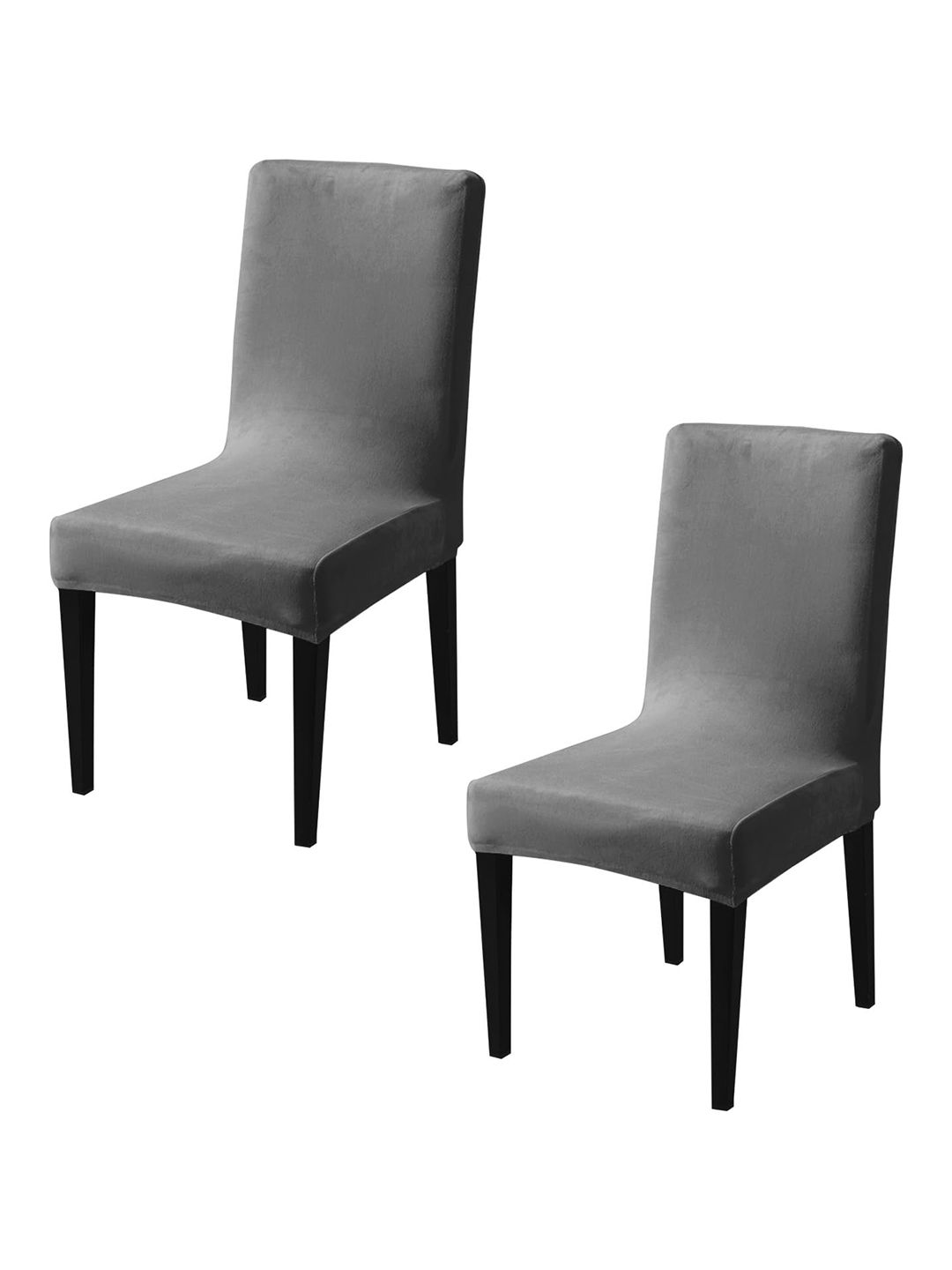 HOKIPO 2 Pcs Grey 200 GSM Velvet Chair Covers-picture-30