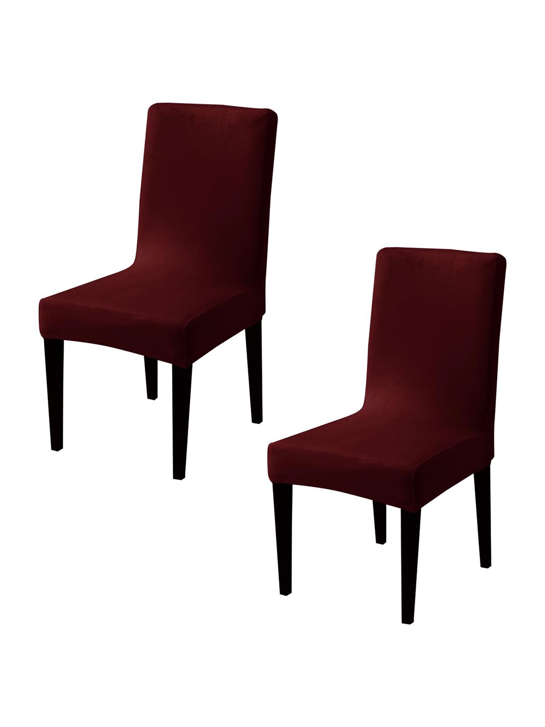 HOKIPO 2 Pcs Burgundy 200 GSM Velvet Chair Covers-picture-25