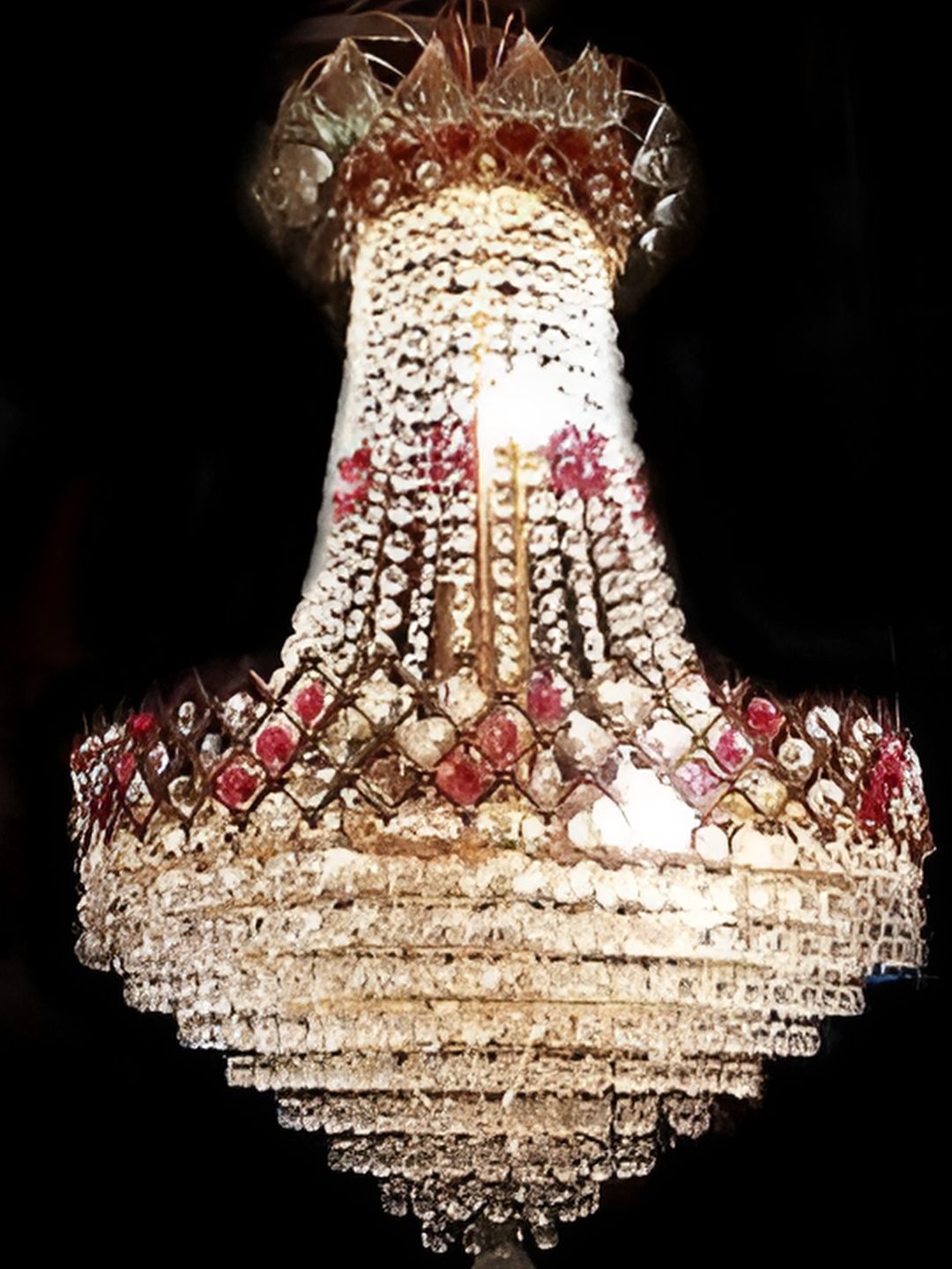 SHRI MAHAL ANTIQUES Gold Toned Crystal Jhumar Ceiling Lamp-picture-45