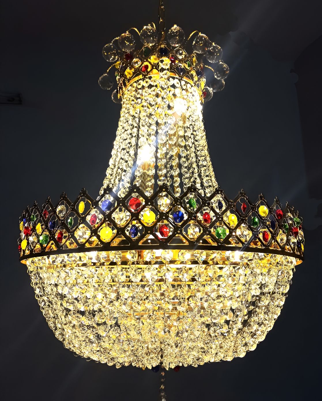 SHRI MAHAL ANTIQUES Gold Toned Jhumar Ceiling Lamp