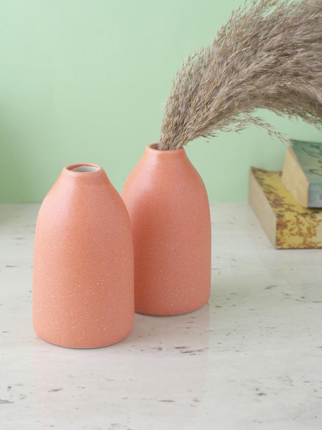 The Decor Mart Peach 2 Pieces Vertical Ceramic Vases-picture-31