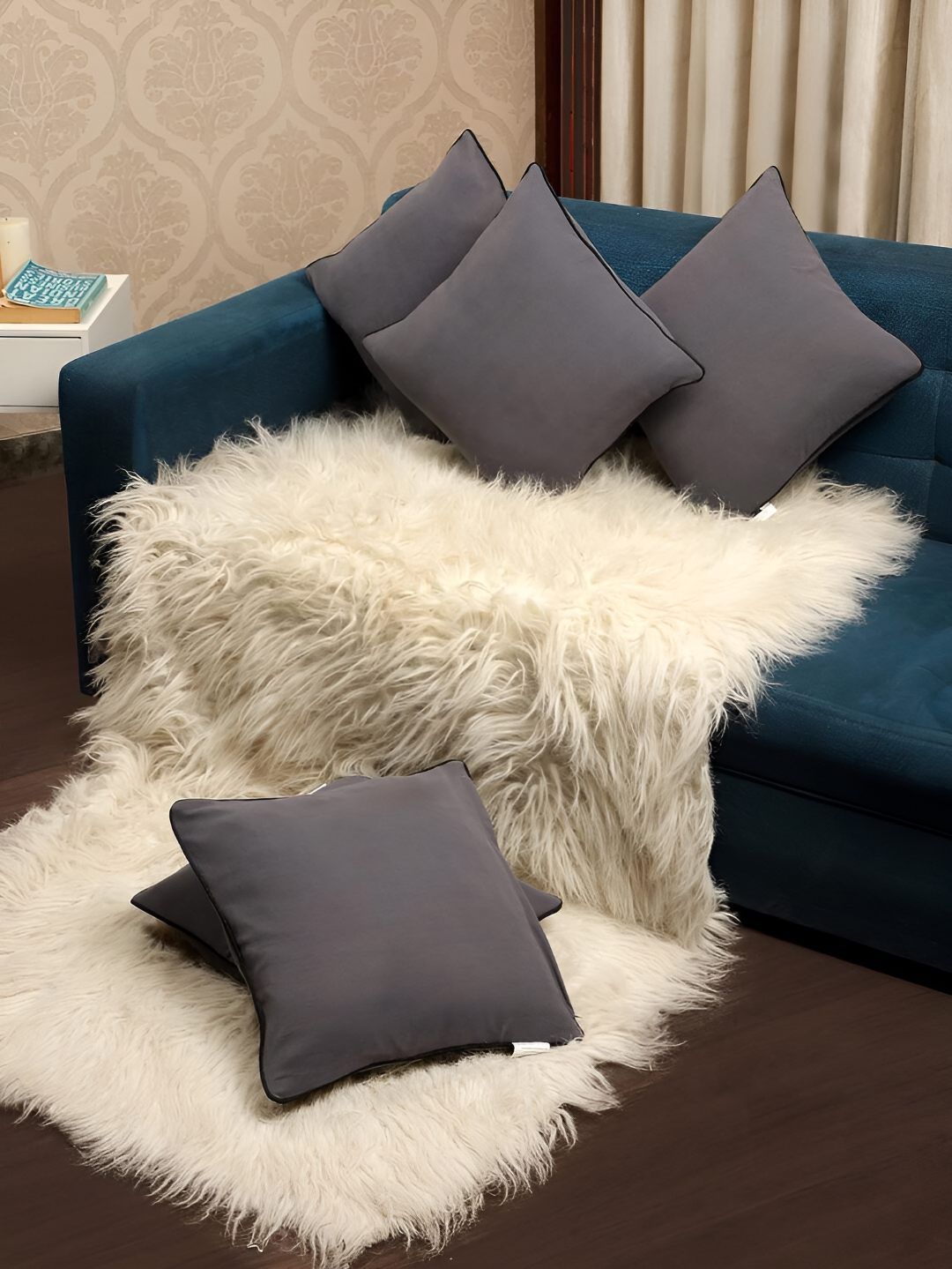 Stuff N' Fluff Grey 5 Pieces Square Cushion Covers-picture-31