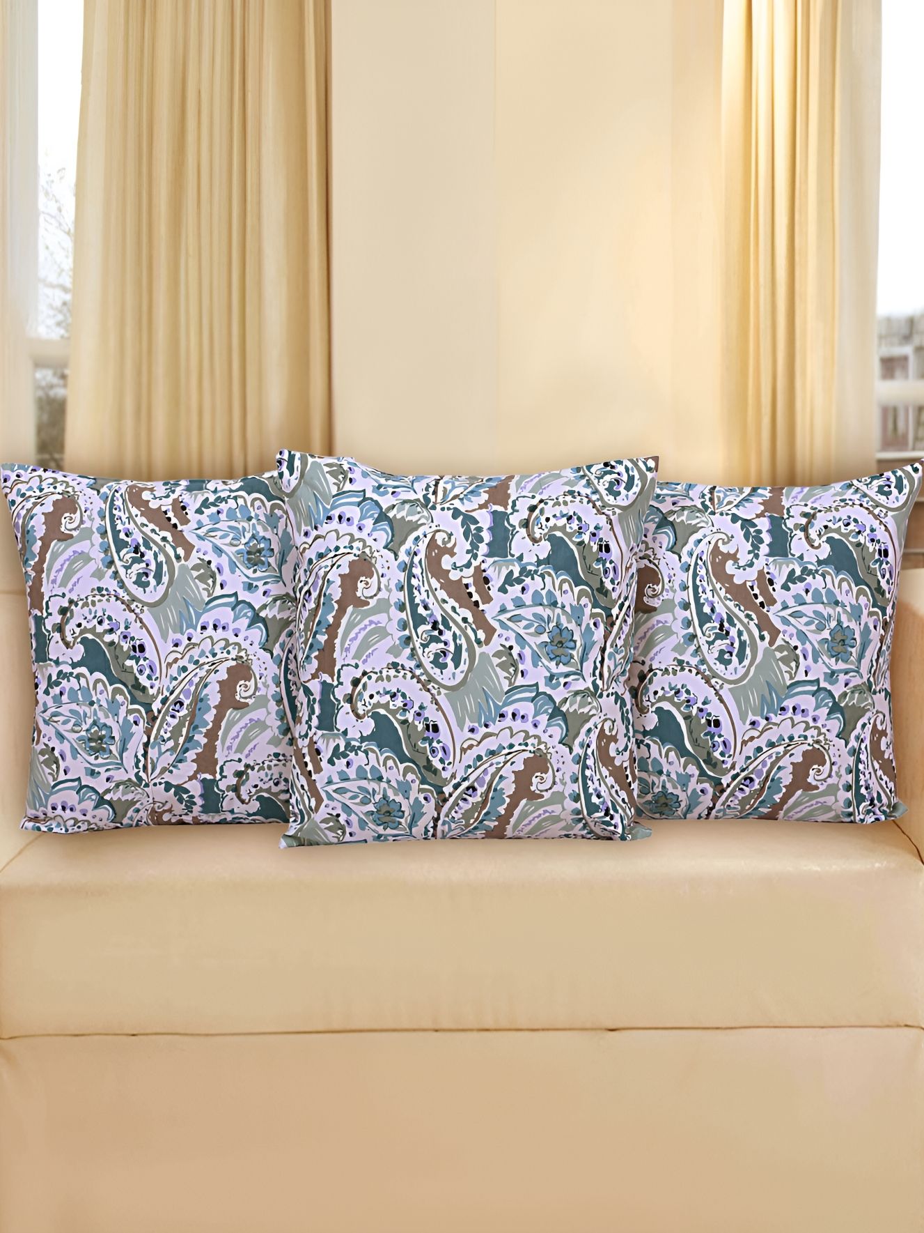 Texstylers Blue 3 Pieces Ethnic Motifs Square Cushion Covers-picture-17