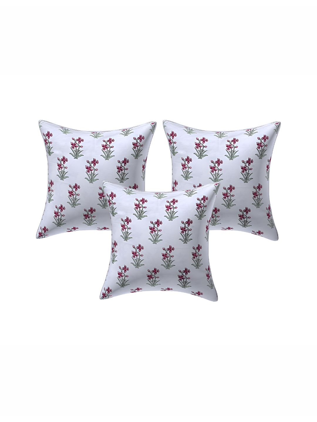 Texstylers Pink 3 Pieces Floral Square Cushion Covers-picture-39