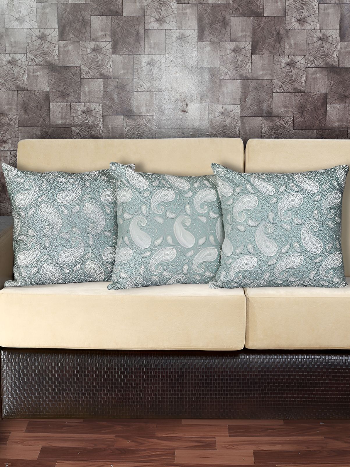 Texstylers Grey 3 Pieces Ethnic Motifs Square Cushion Covers-picture-37