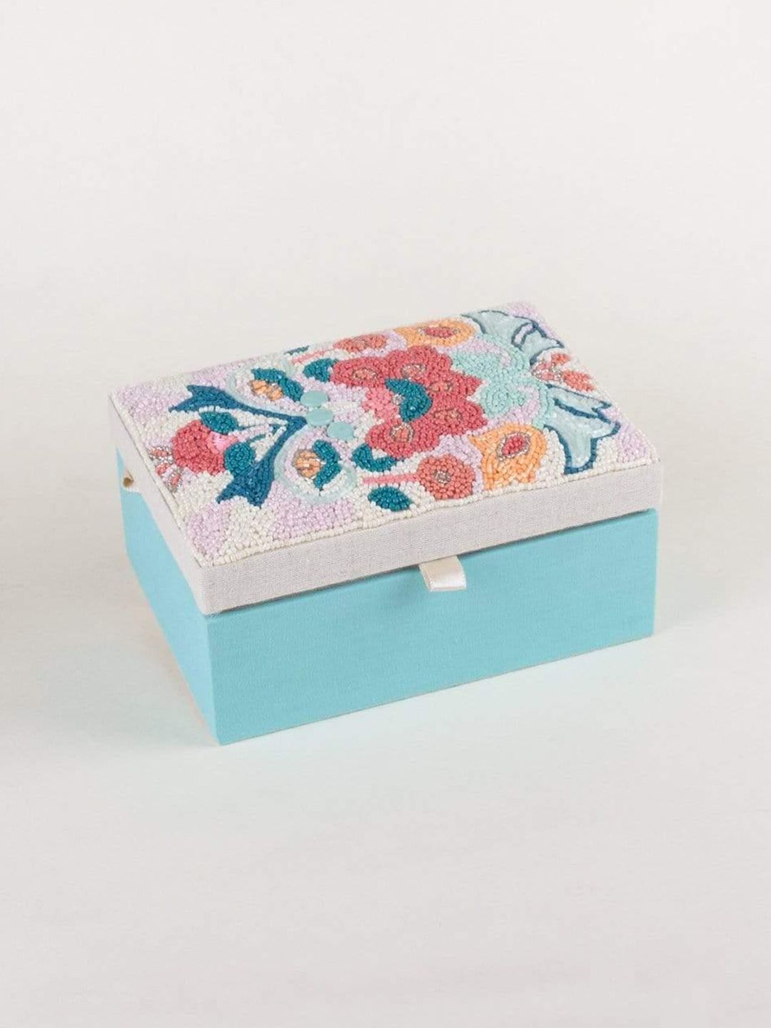 The Wishing Chair Blue & White Embellished Bamboo Jewellery Box-image-4