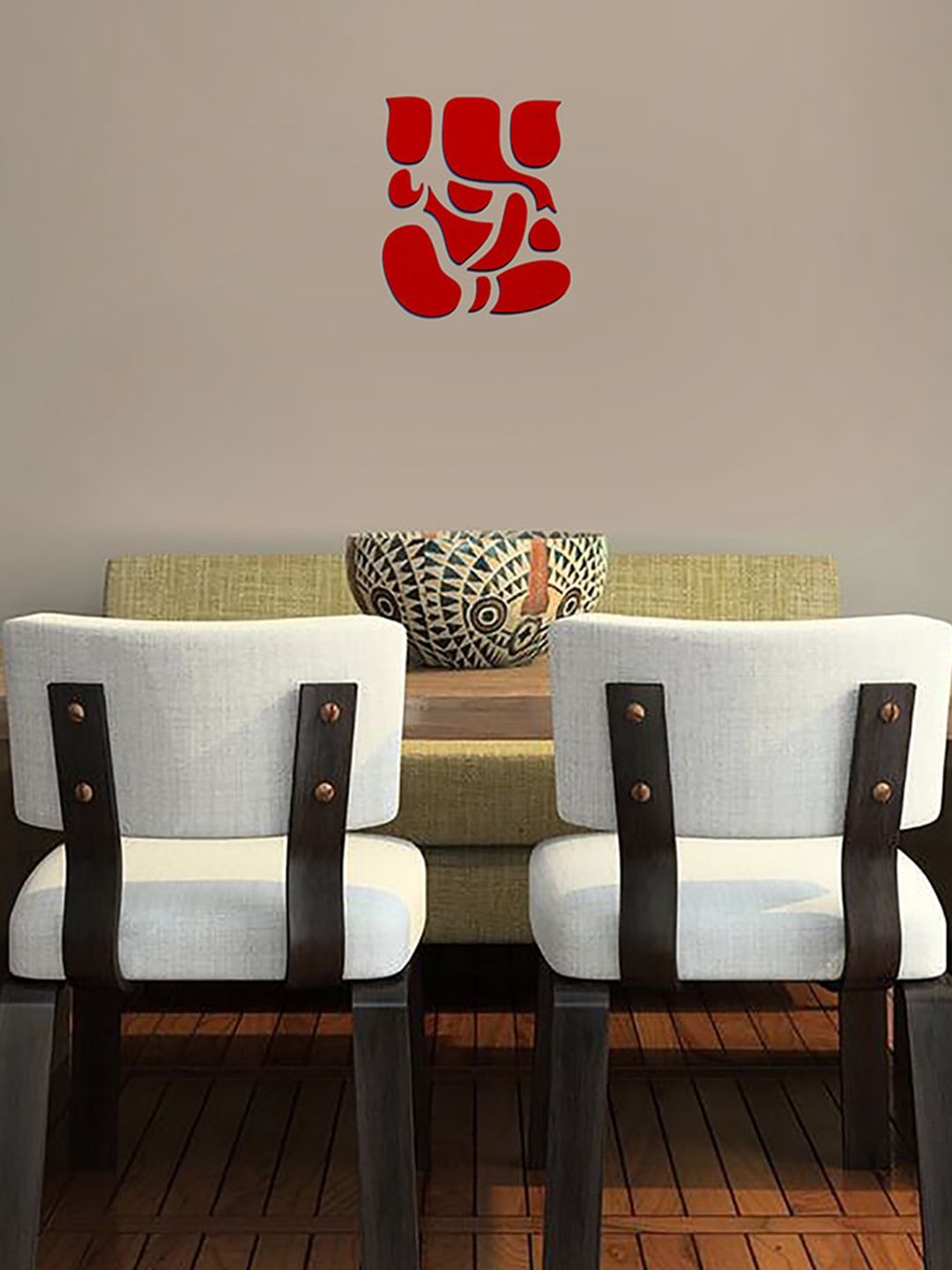 VAH Kya Bat Hai !! Red Ganesha 3D Acrylic Wall Sticker-image-8