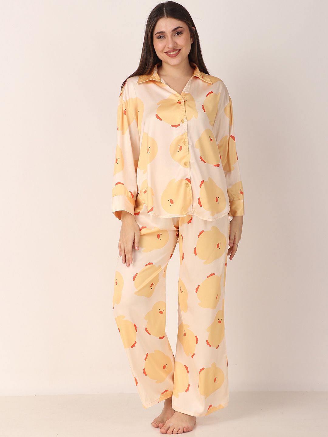 Masha Conversational Printed Satin Night suit-picture-20