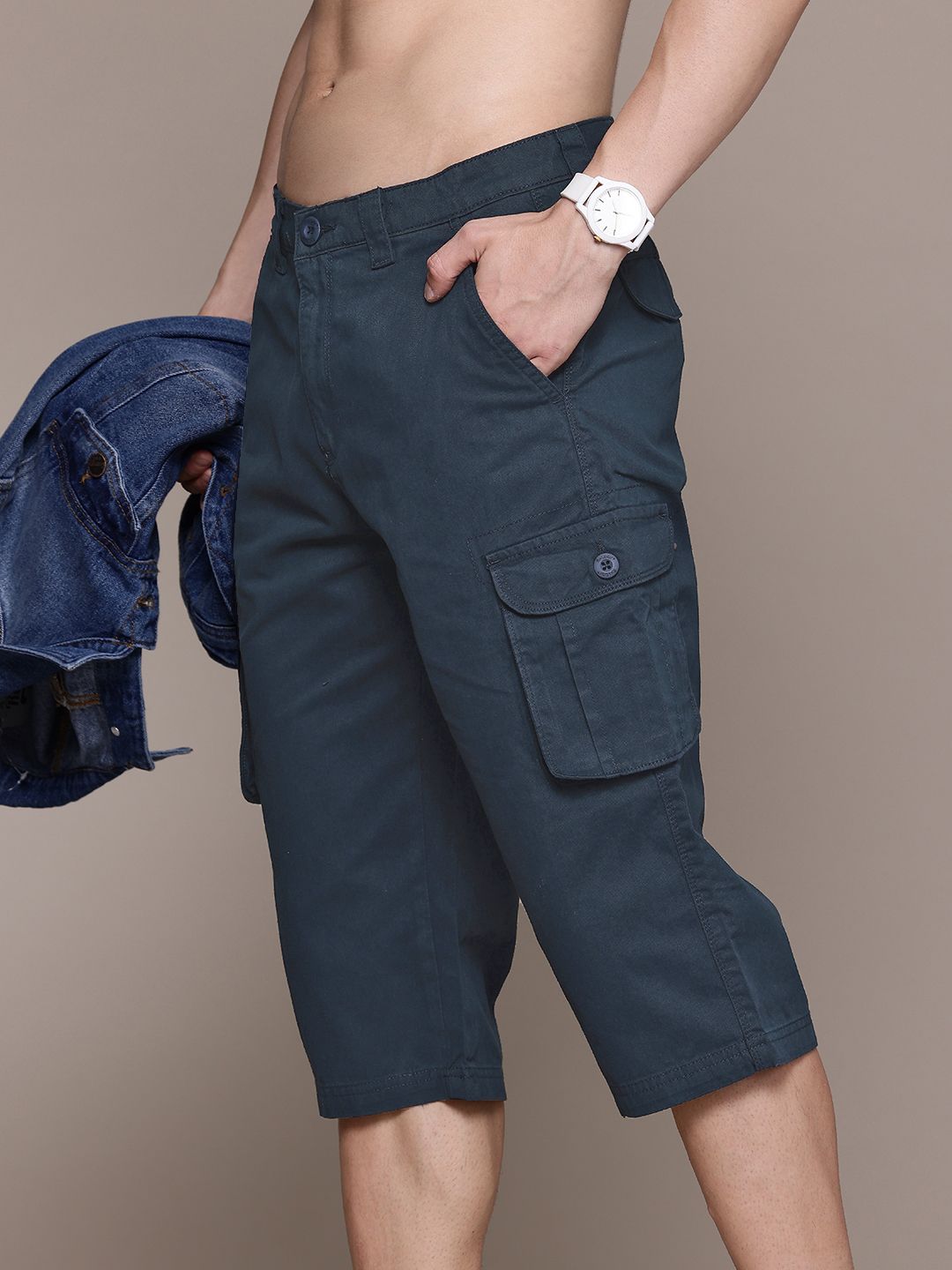 The Roadster Lifestyle Co. Men Pure Cotton Cargo Shorts-picture-40