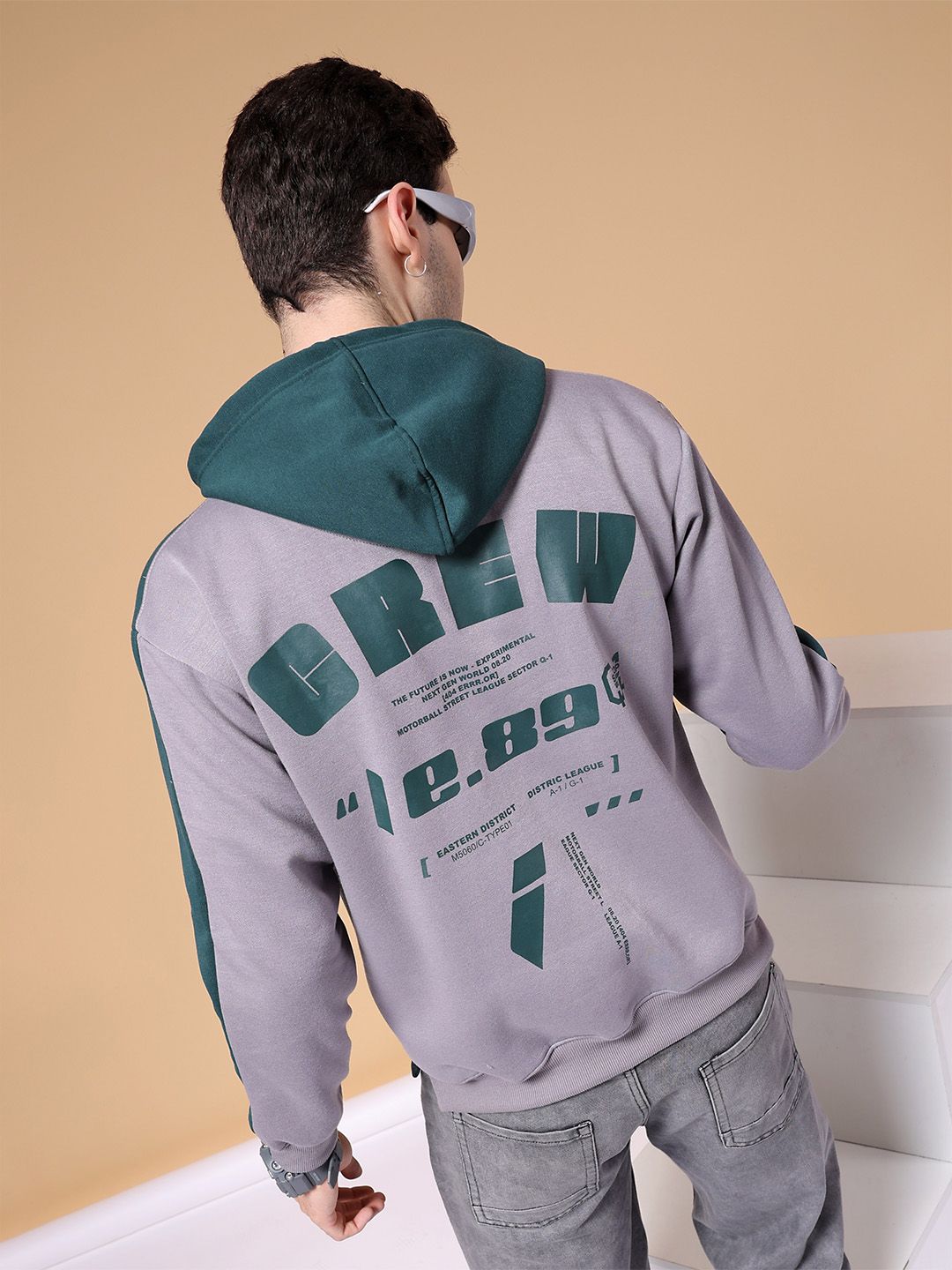 Typographic print hooded best sale sweatshirt