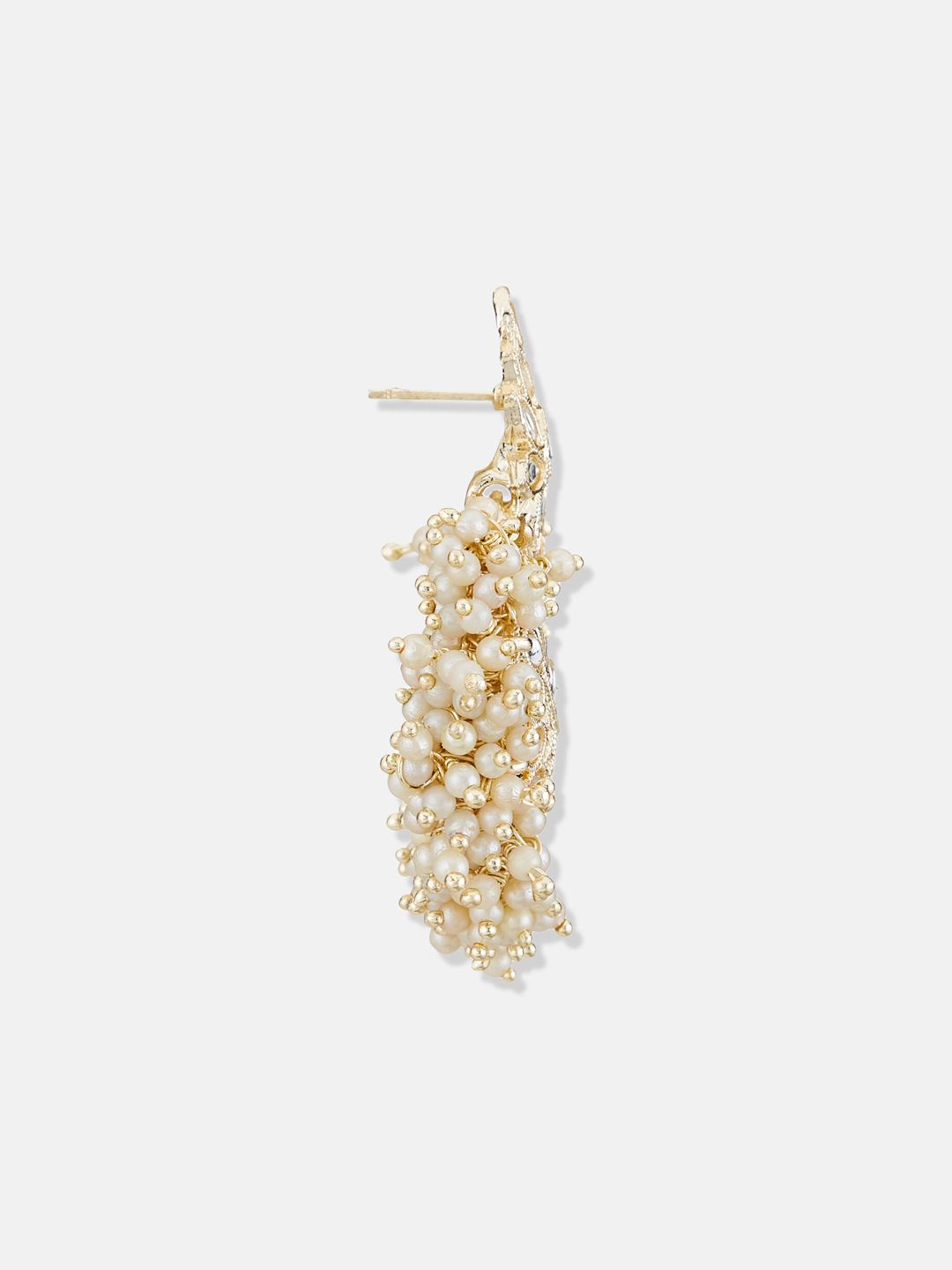 ATIBELLE Gold-Plated Kundan Studded Crescent Shaped Chandbalis