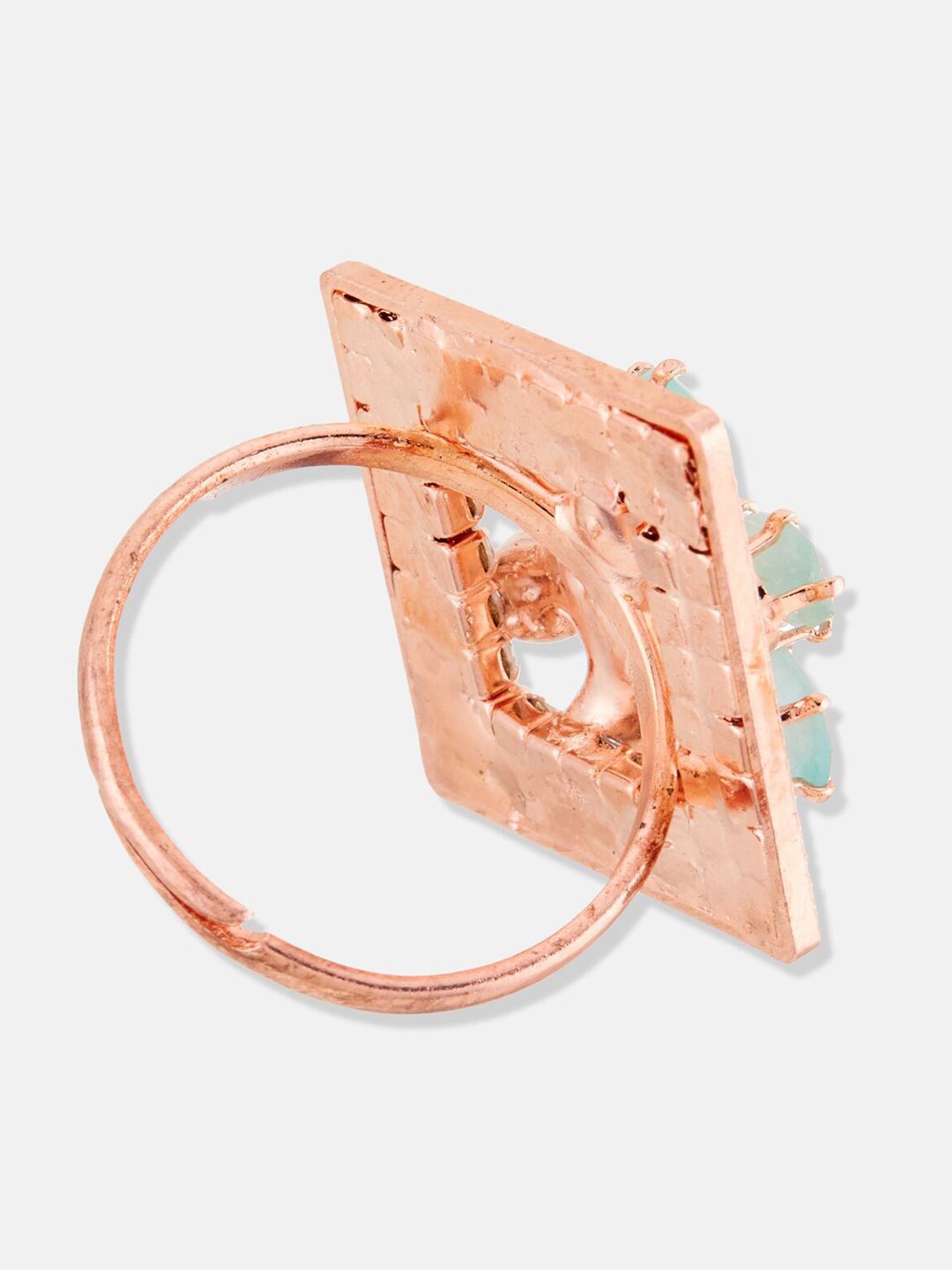 ATIBELLE Rose Gold-Plated CZ-Studded Adjustable Finger Ring