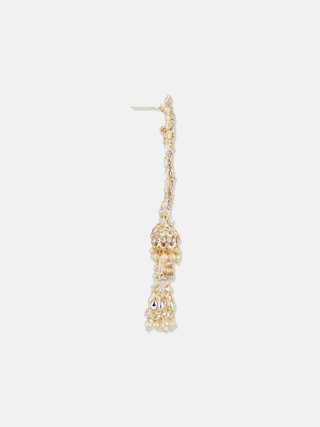 ATIBELLE Gold-Plated Kundan-Studded & Beaded Jhumkas