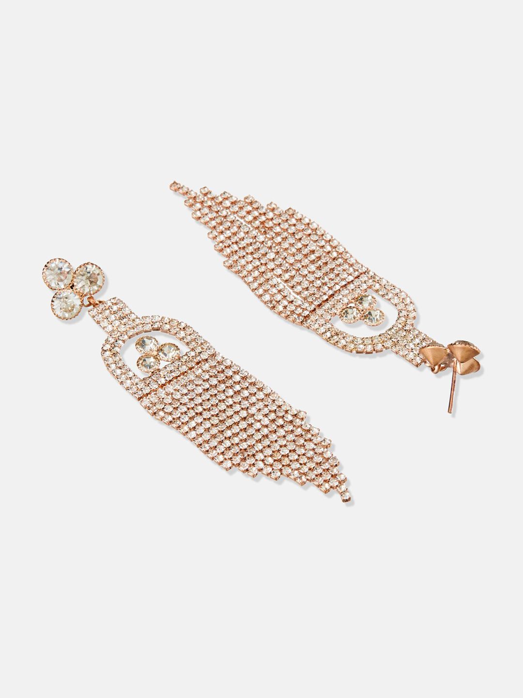 ATIBELLE Rose Gold-Plated Rhinestone-Studded Earrings