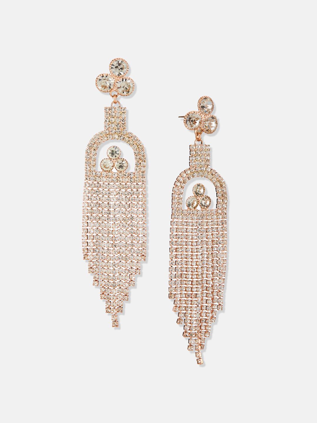 ATIBELLE Rose Gold-Plated Rhinestone-Studded Earrings