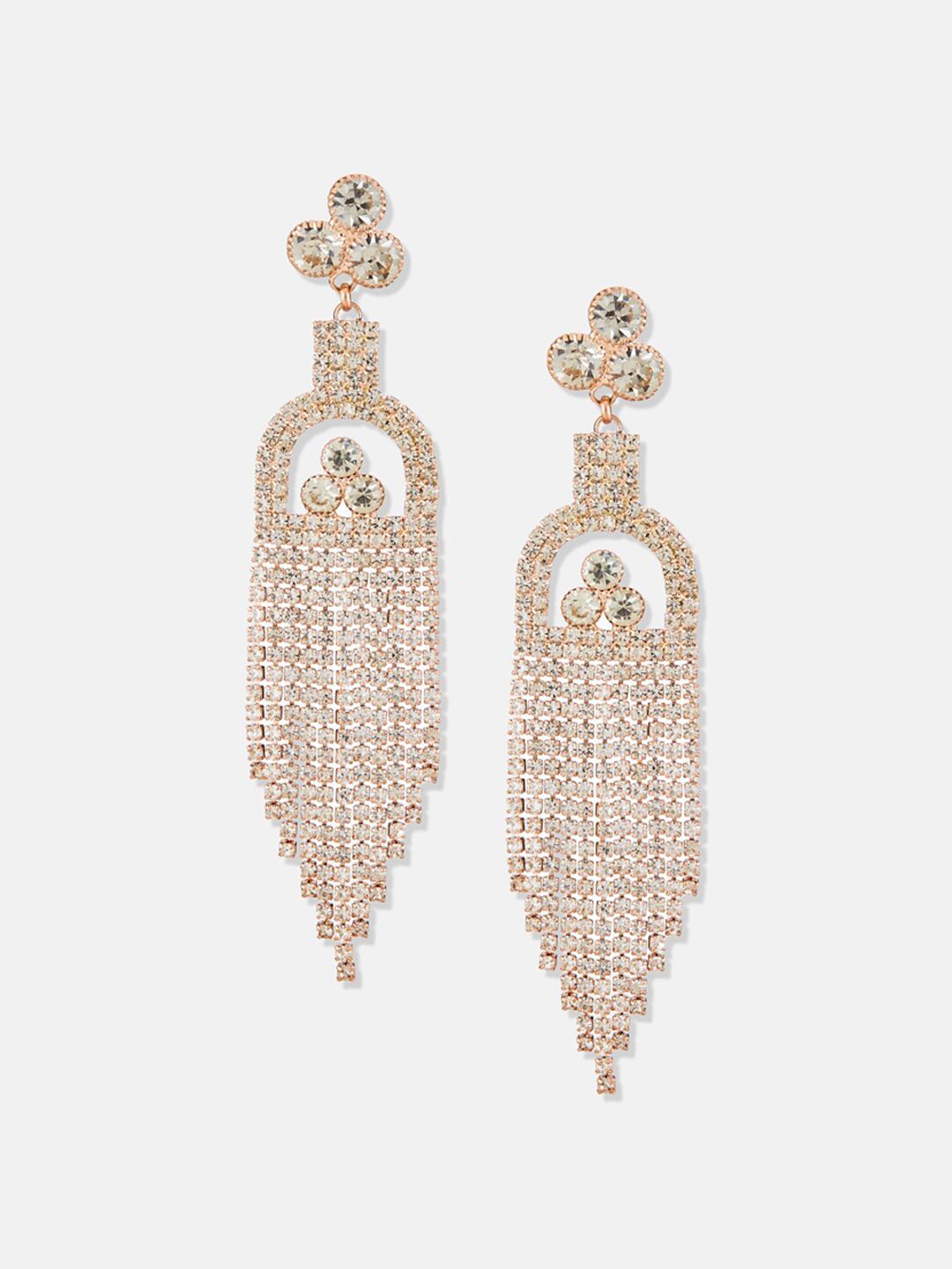 ATIBELLE Rose Gold-Plated Rhinestone-Studded Earrings
