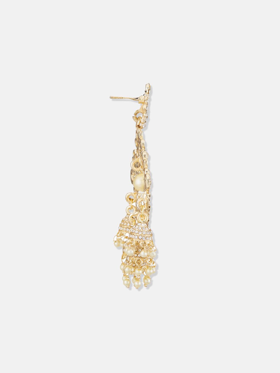 ATIBELLE Gold-Plated Kundan-Studded & Beaded Chandbalis