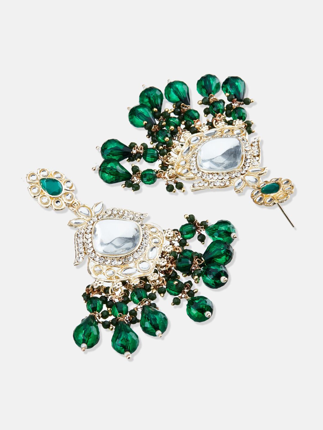 ATIBELLE Gold-Plated Kundan Studded Contemporary Chandbalis