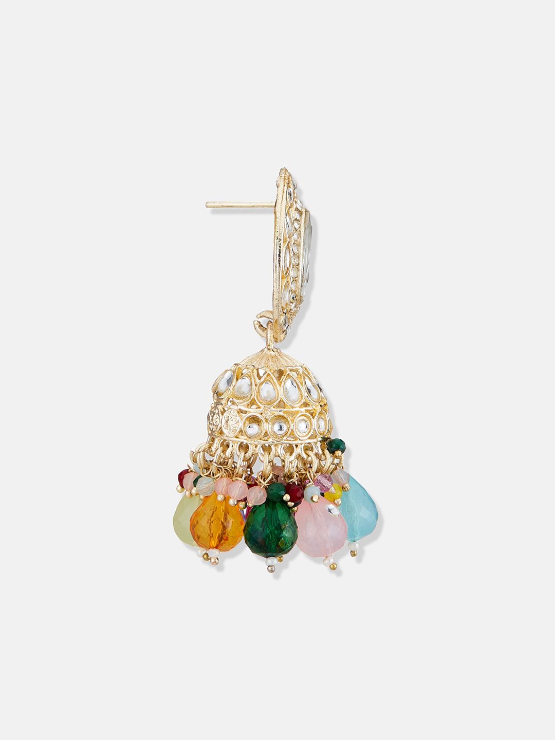 ATIBELLE Gold-Plated Kundan Studded Dome Shaped Jhumkas Earrings