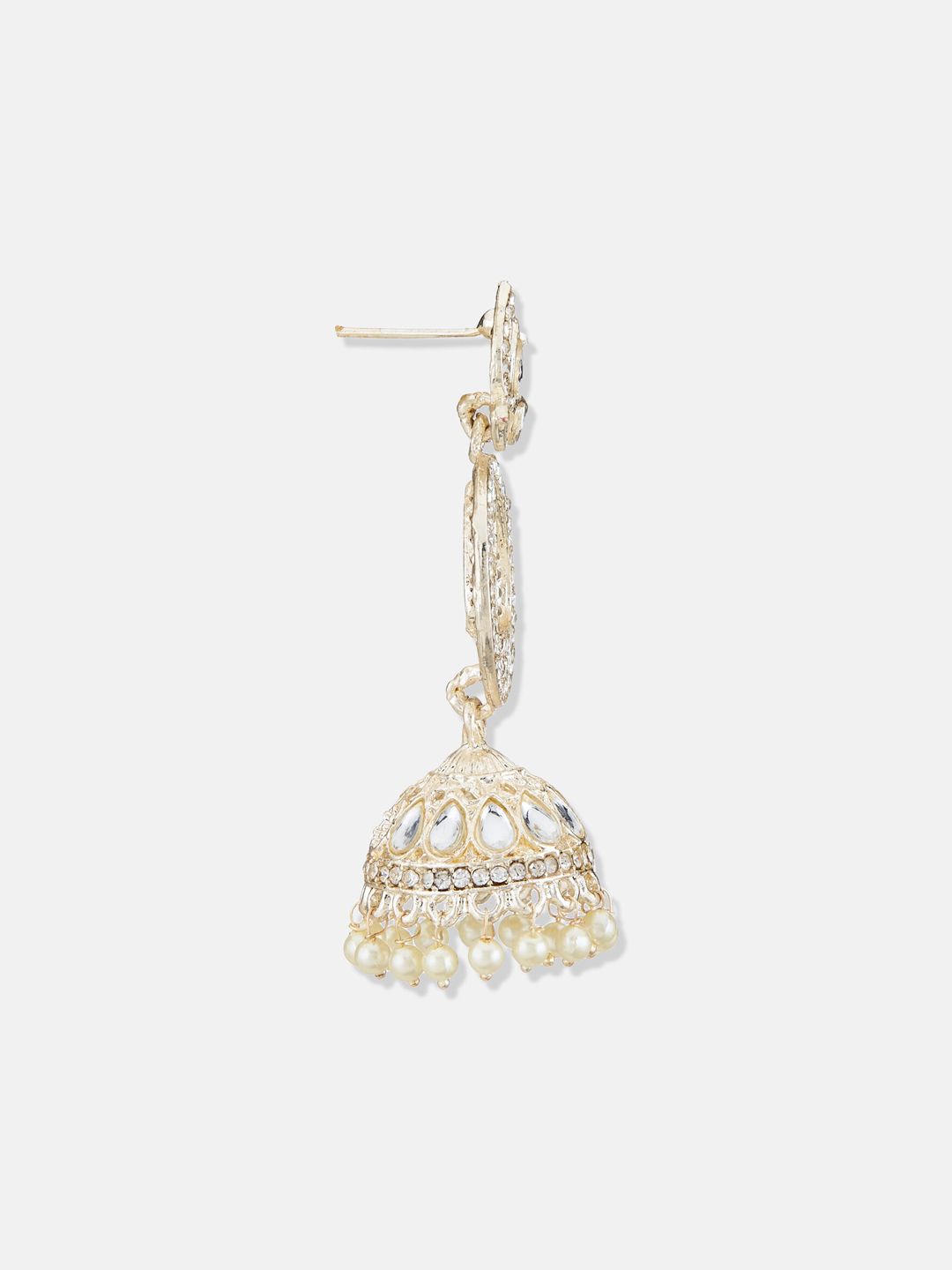 ATIBELLE Gold-Plated Kundan Studded Contemporary Jhumkas Earrings