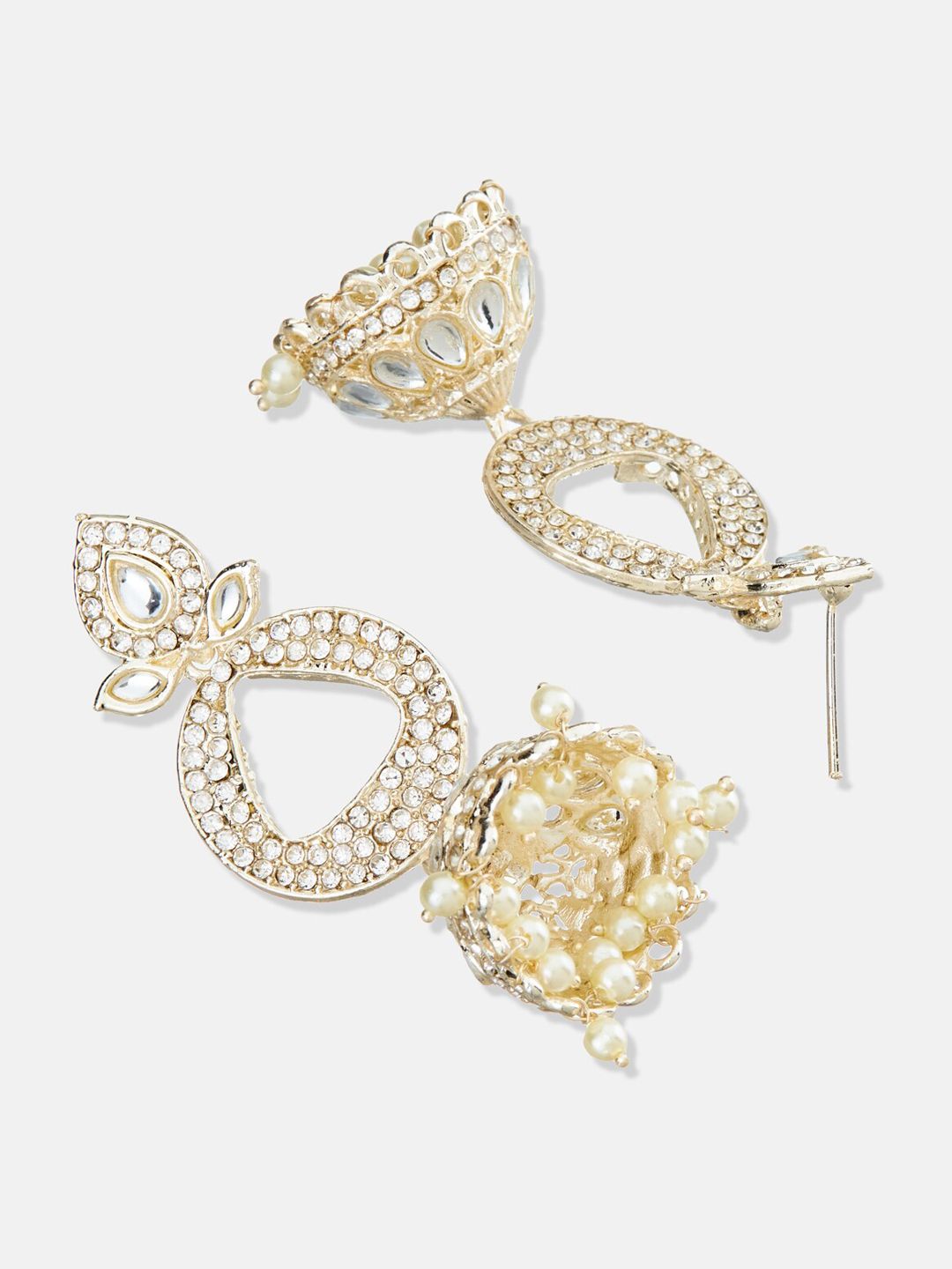 ATIBELLE Gold-Plated Kundan Studded Contemporary Jhumkas Earrings