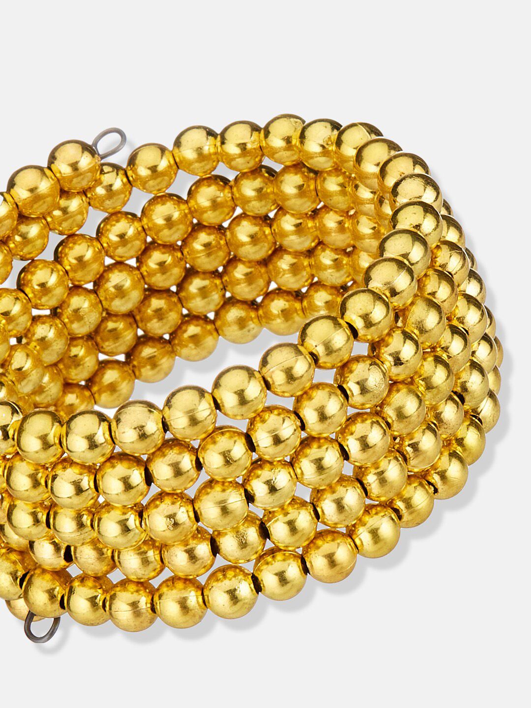 ATIBELLE Gold Plated & Beaded Layered Adjustable Spiral Bangle Style Bracelet